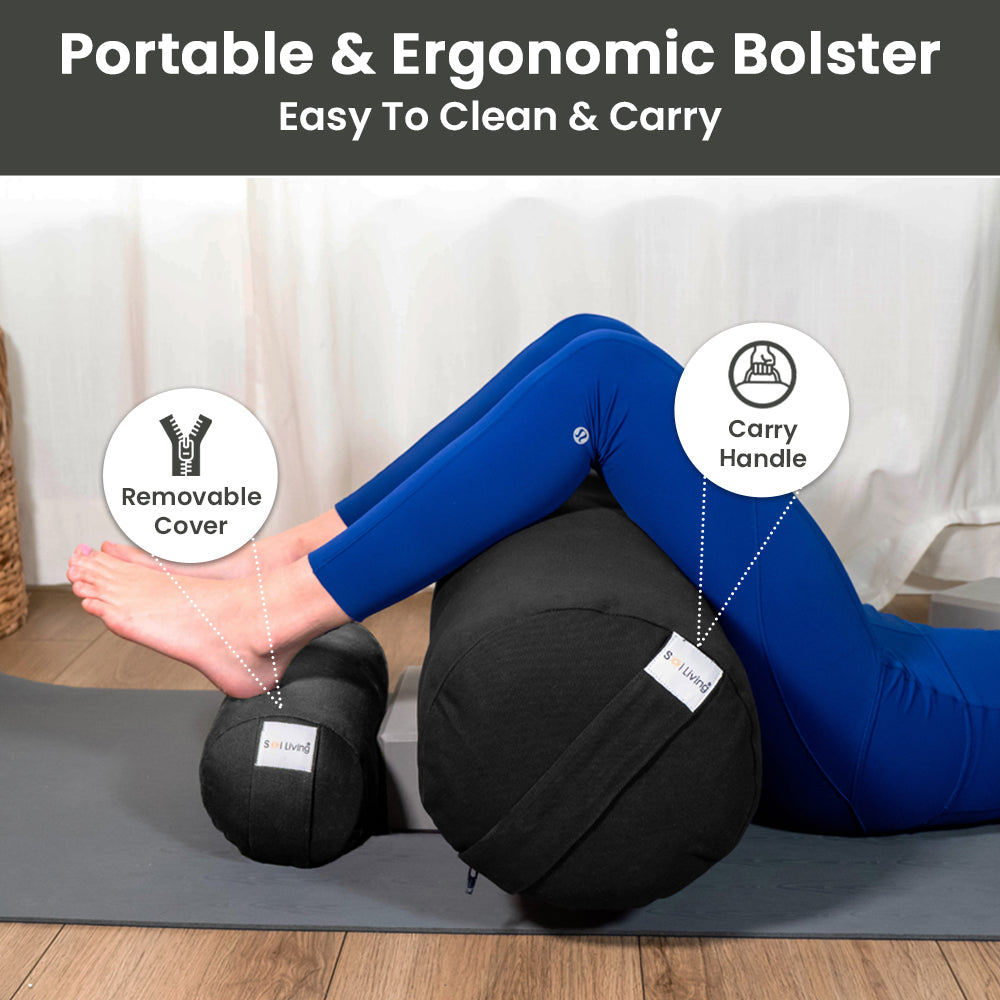 Bolster Pillow – Mini Cylindrical Yoga & Meditation Cushion (14