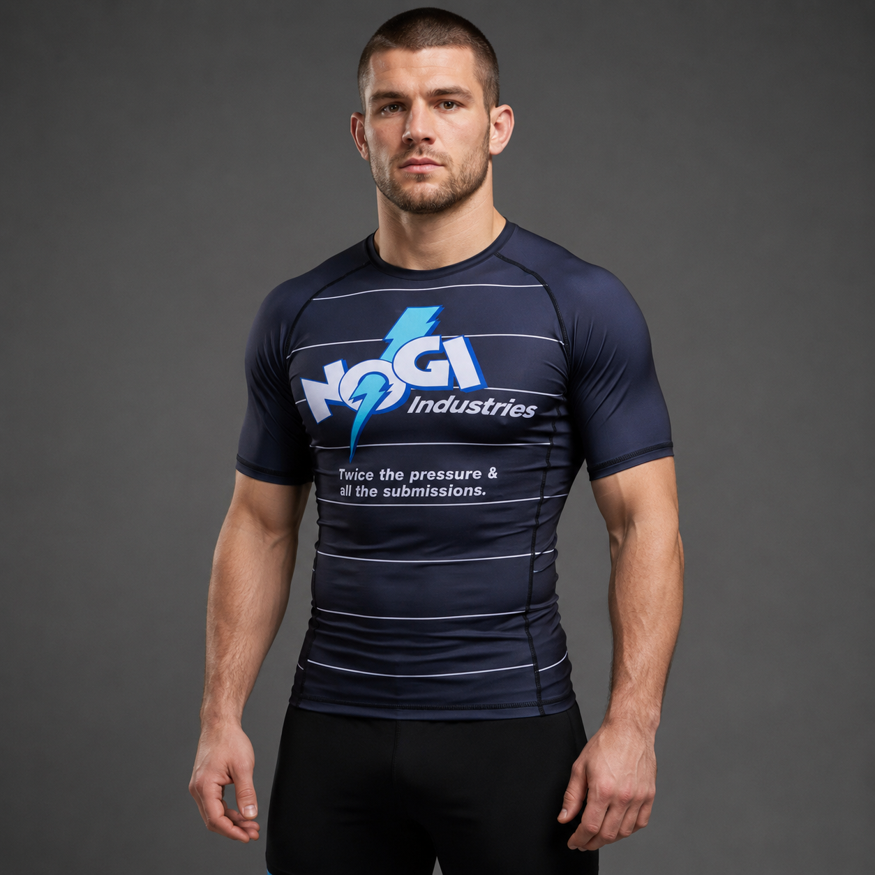 Energy Rash Guard by Nogi Industries Short Sleeve - BLACK