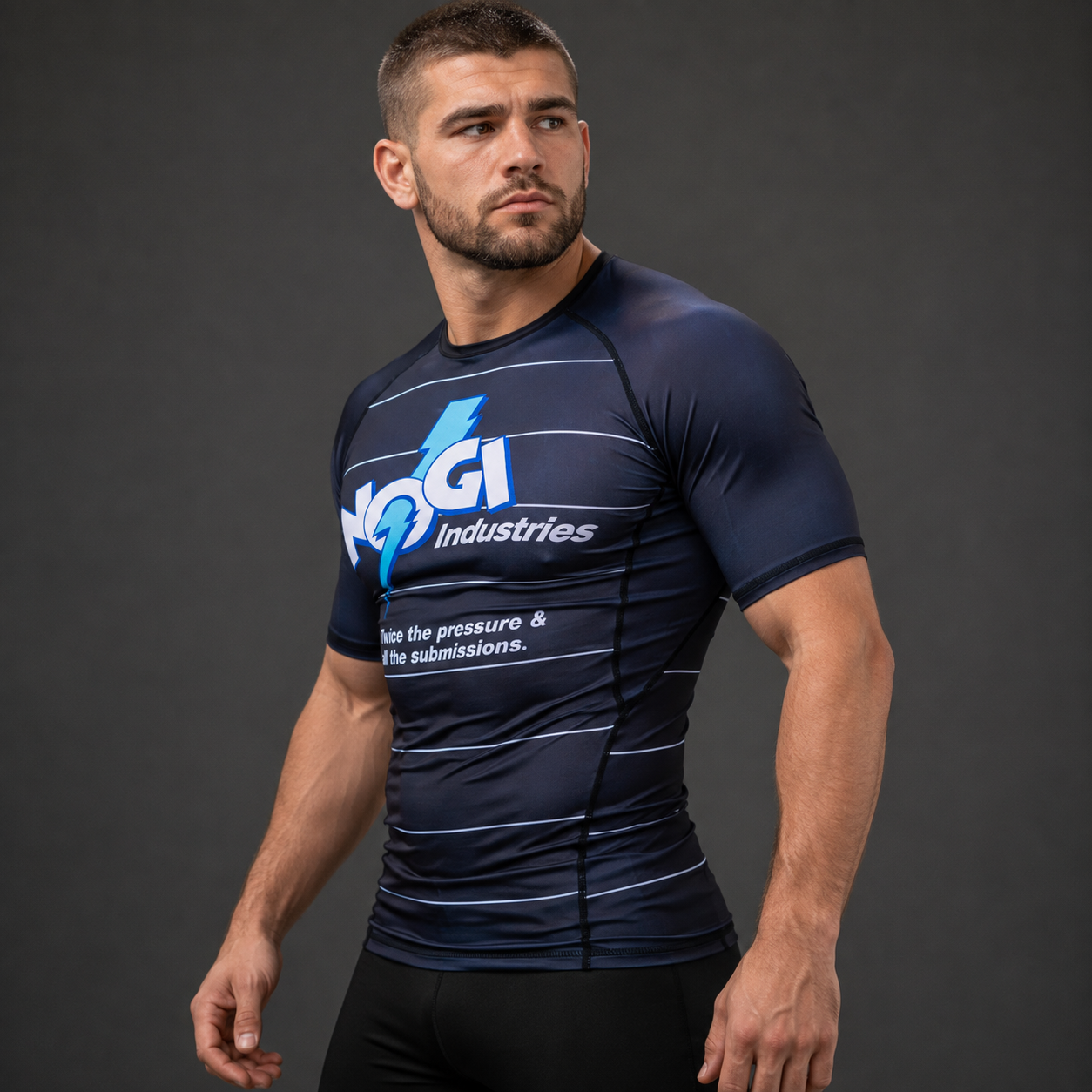 Energy Rash Guard by Nogi Industries Short Sleeve - BLACK