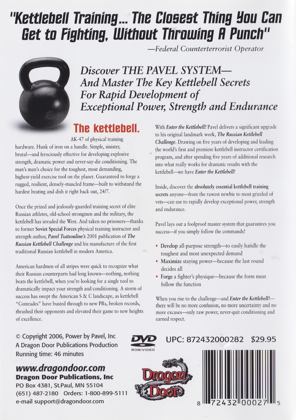 Enter the Kettlebell: Strength Secrets of the Soviet Superman DVD by Pavel Tsatsouline (Preowned)