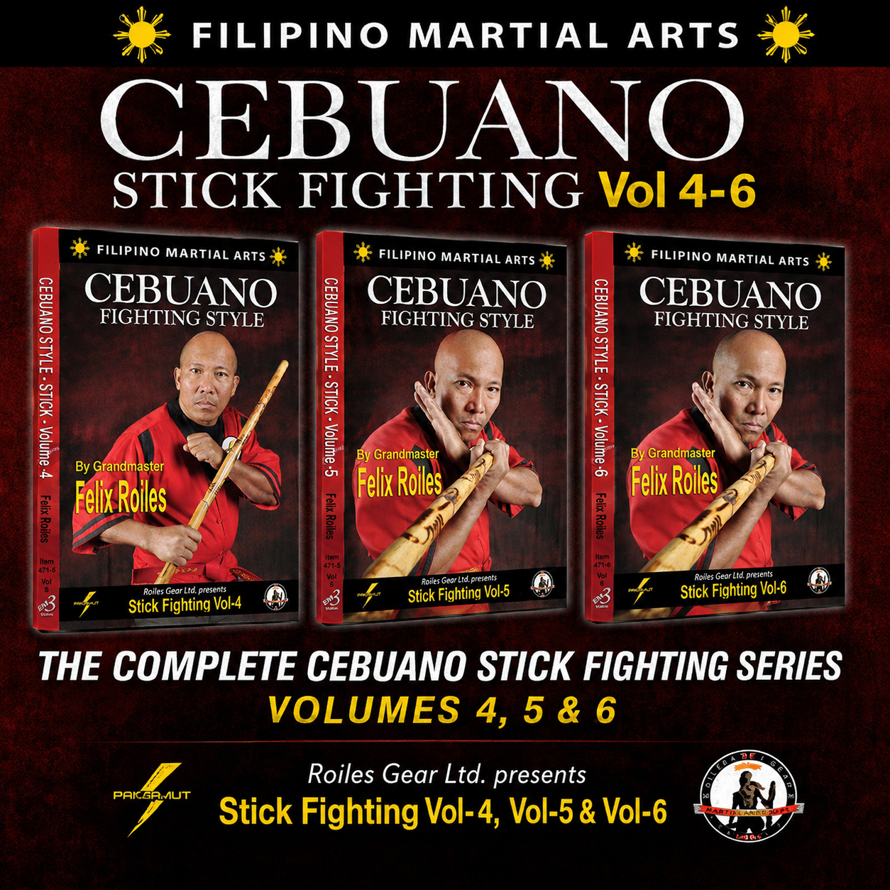 Filipino Cebuano Stick Fighting (Vol 4-6) 3 DVD Set with Felix Roiles