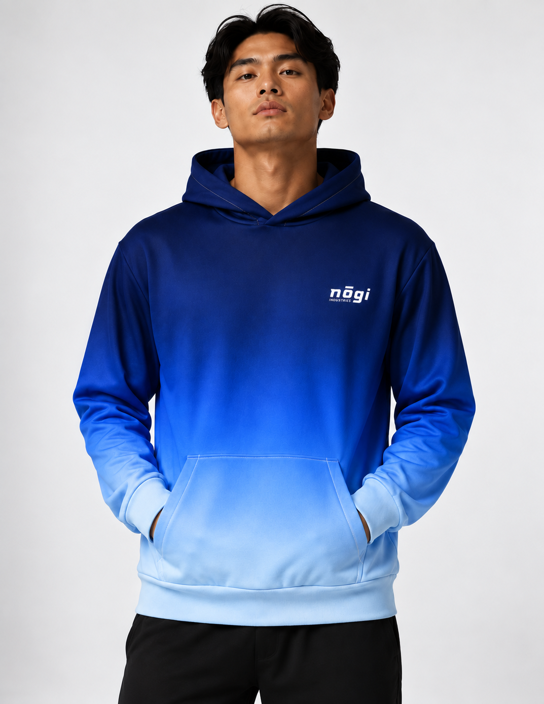 Glacier — Deep Blue to Ice Gradient Oversized Cotton Hoodie by Nogi Industries