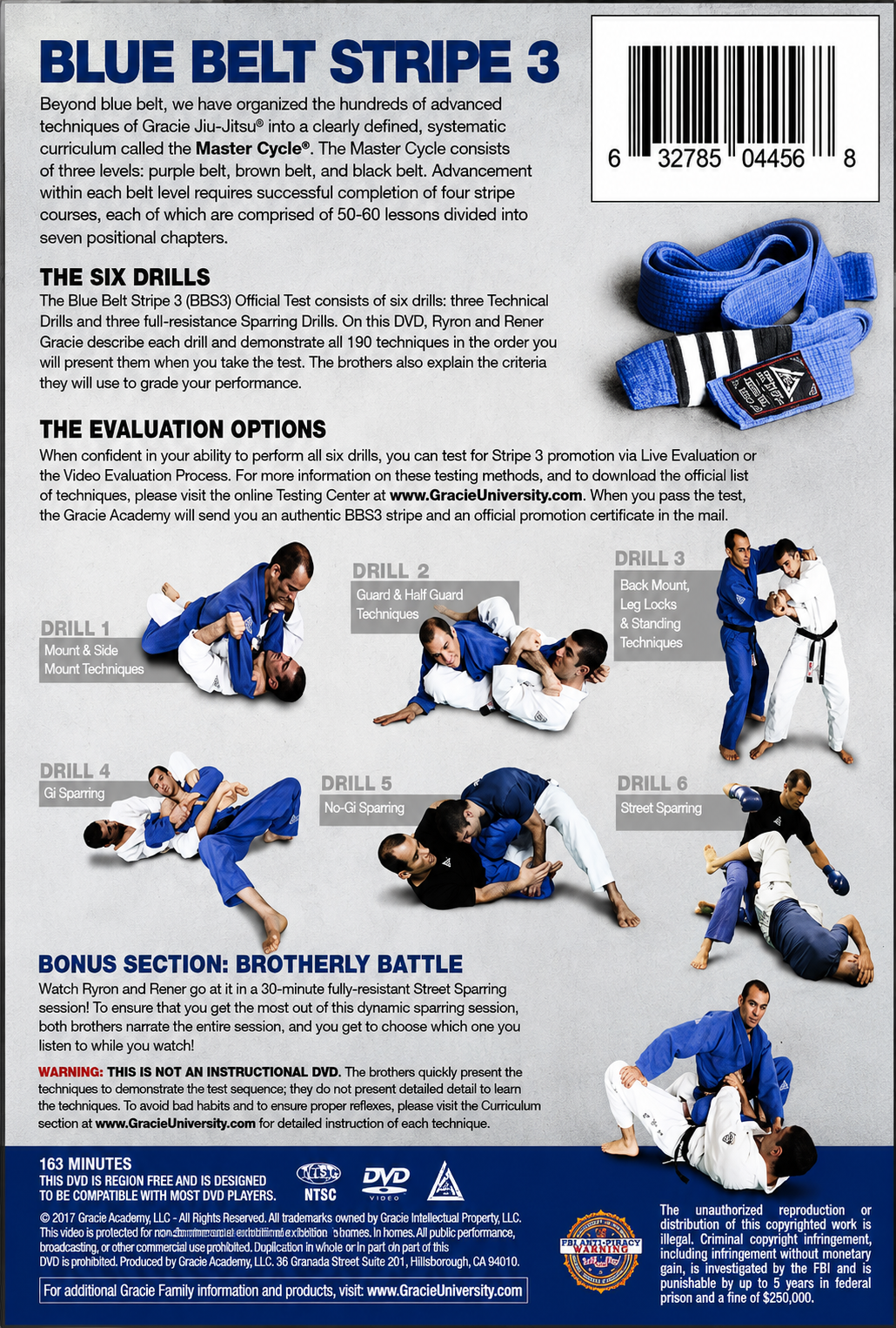 Gracie Academy Master Cycle Blue Belt Stripe 3 DVD Official Test
