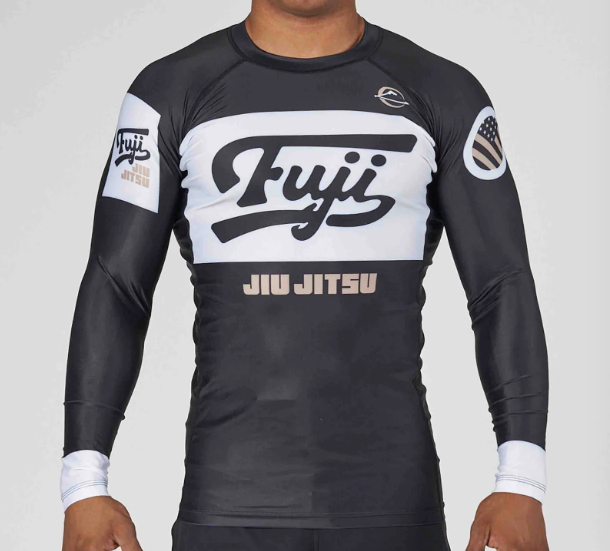 Jiu Jitsu Script Flex Lite Long Sleeve Rashguard Black by Fuji