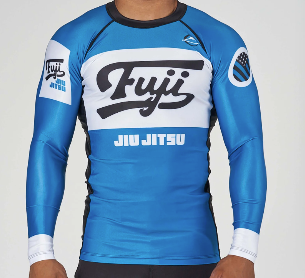 Jiu Jitsu Script Flex Lite Long Sleeve Rashguard Blue by Fuji