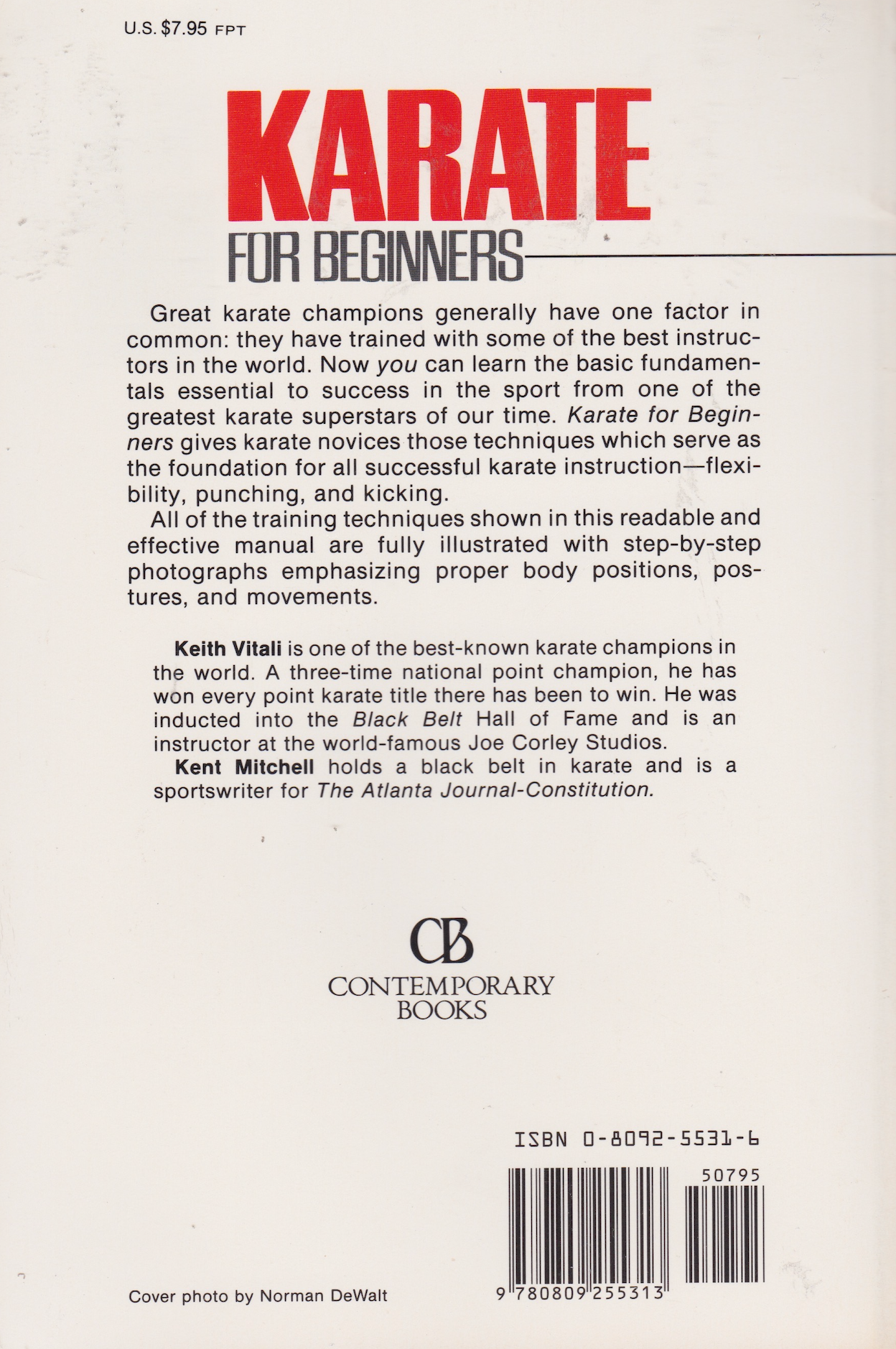 Karate for Beginners Book by Keith Vitali (Preowned)