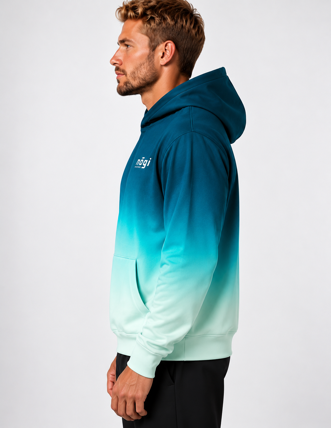 Lagoon — Teal to Mint Gradient Oversized Cotton Hoodie by Nogi Industries