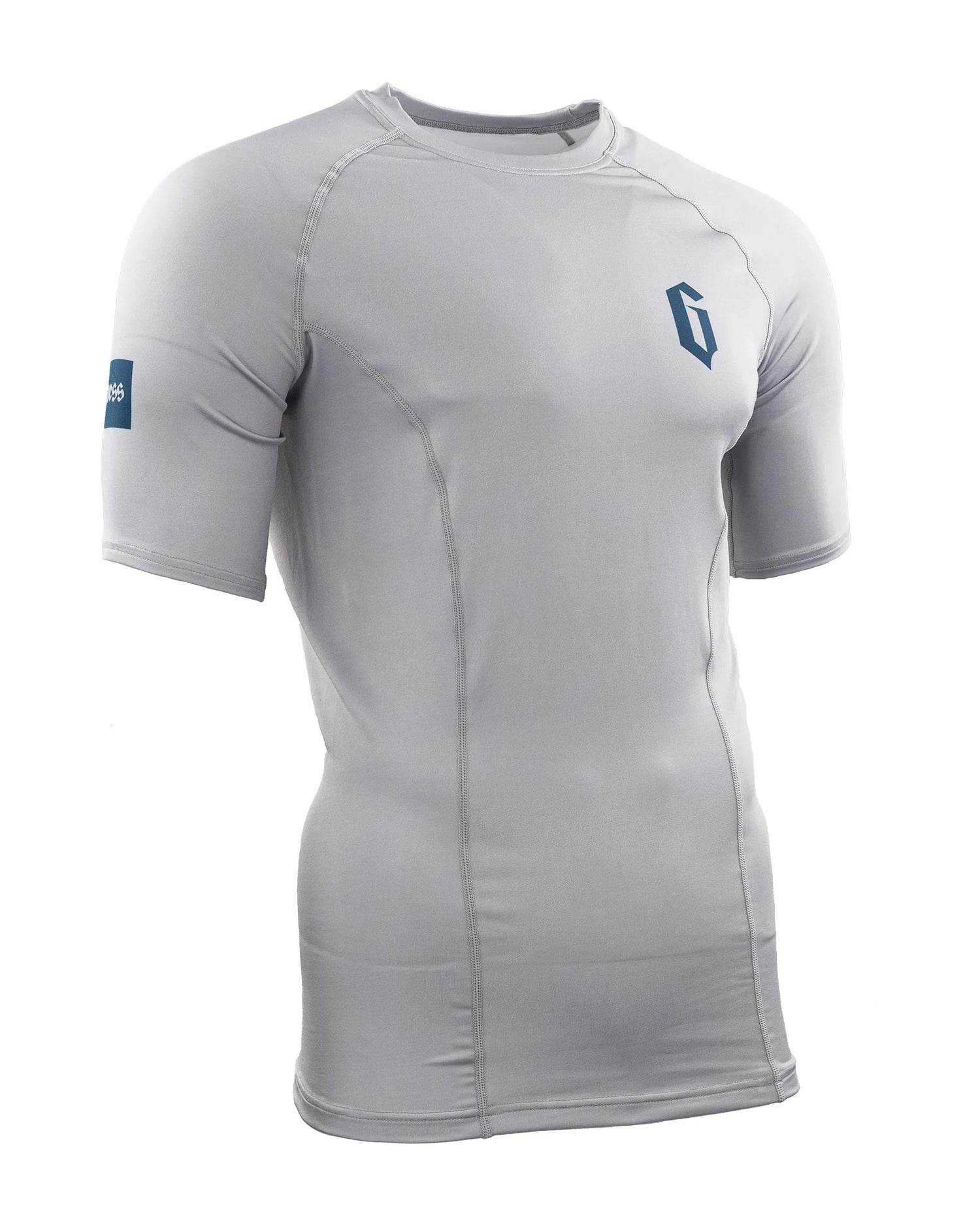 Men's Short Sleeve Solid Gray Rash Guard by Gameness