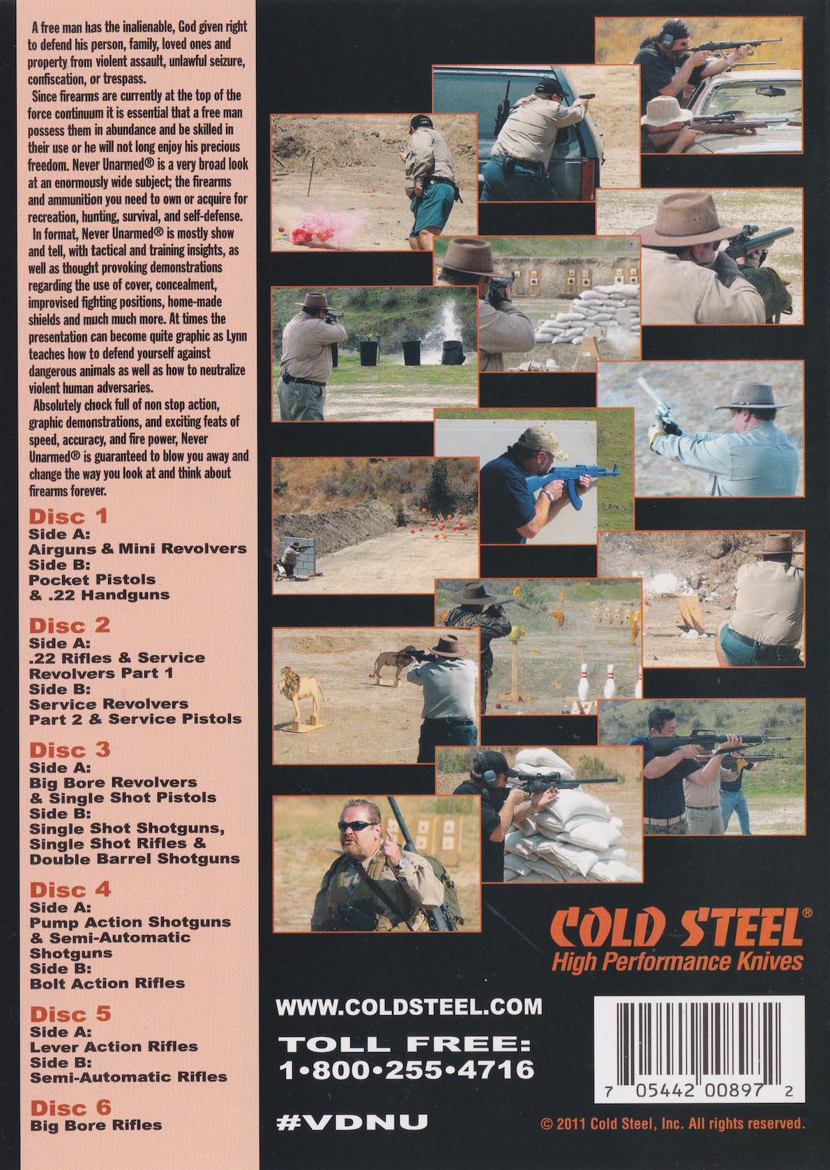 Juego de DVD Never Unarmed 3 de Lynn Thompson Cold Steel