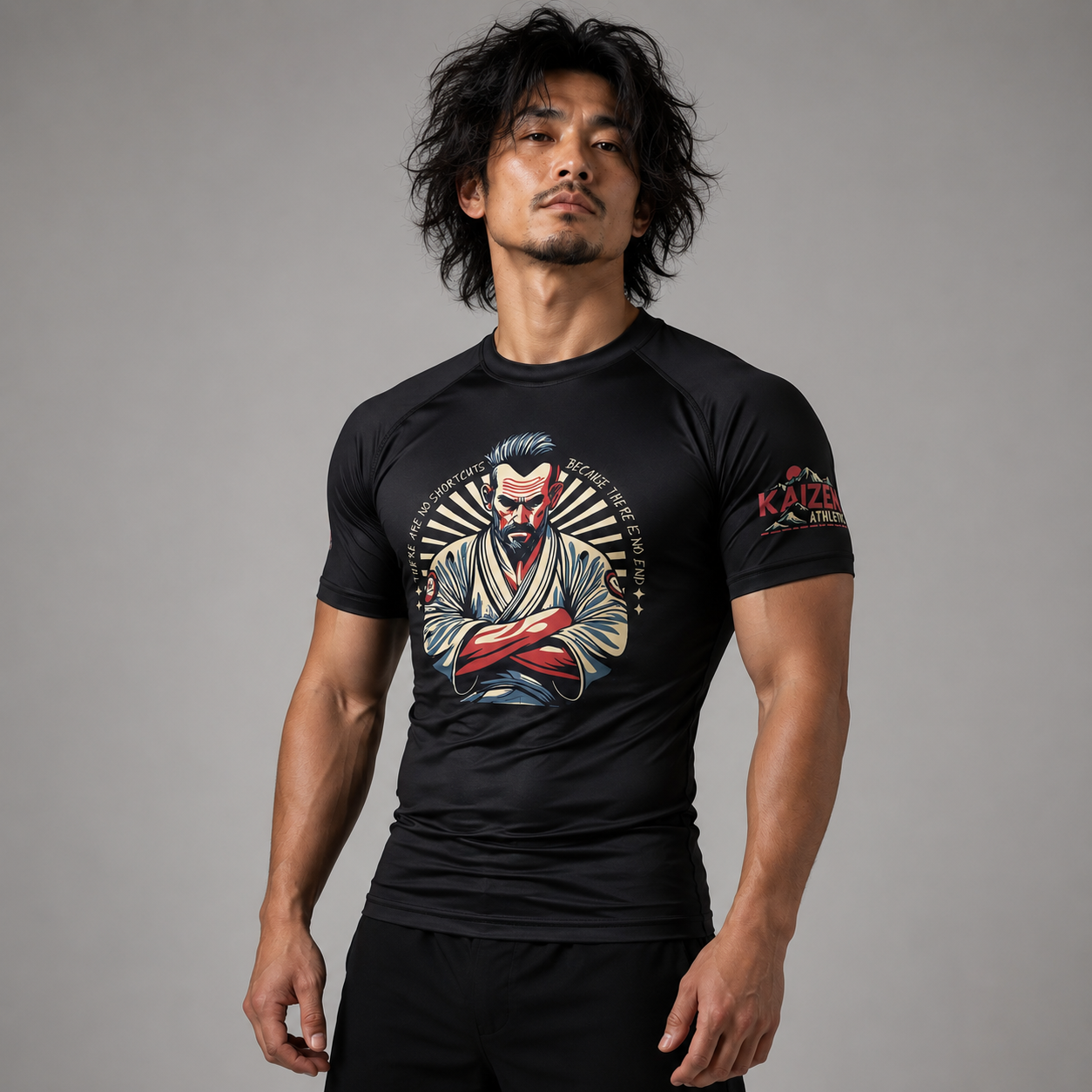 No Shortcuts Men's Short Sleeve Rash Guard by Kaizen Athletic
