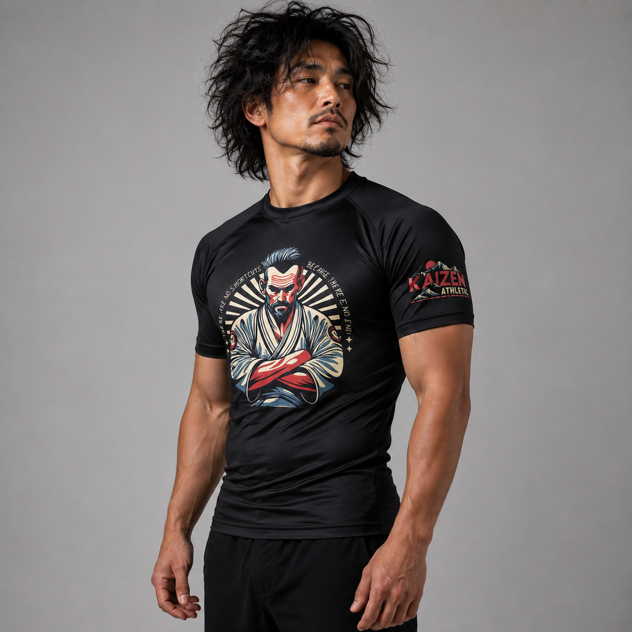 No Shortcuts Men's Short Sleeve Rash Guard by Kaizen Athletic