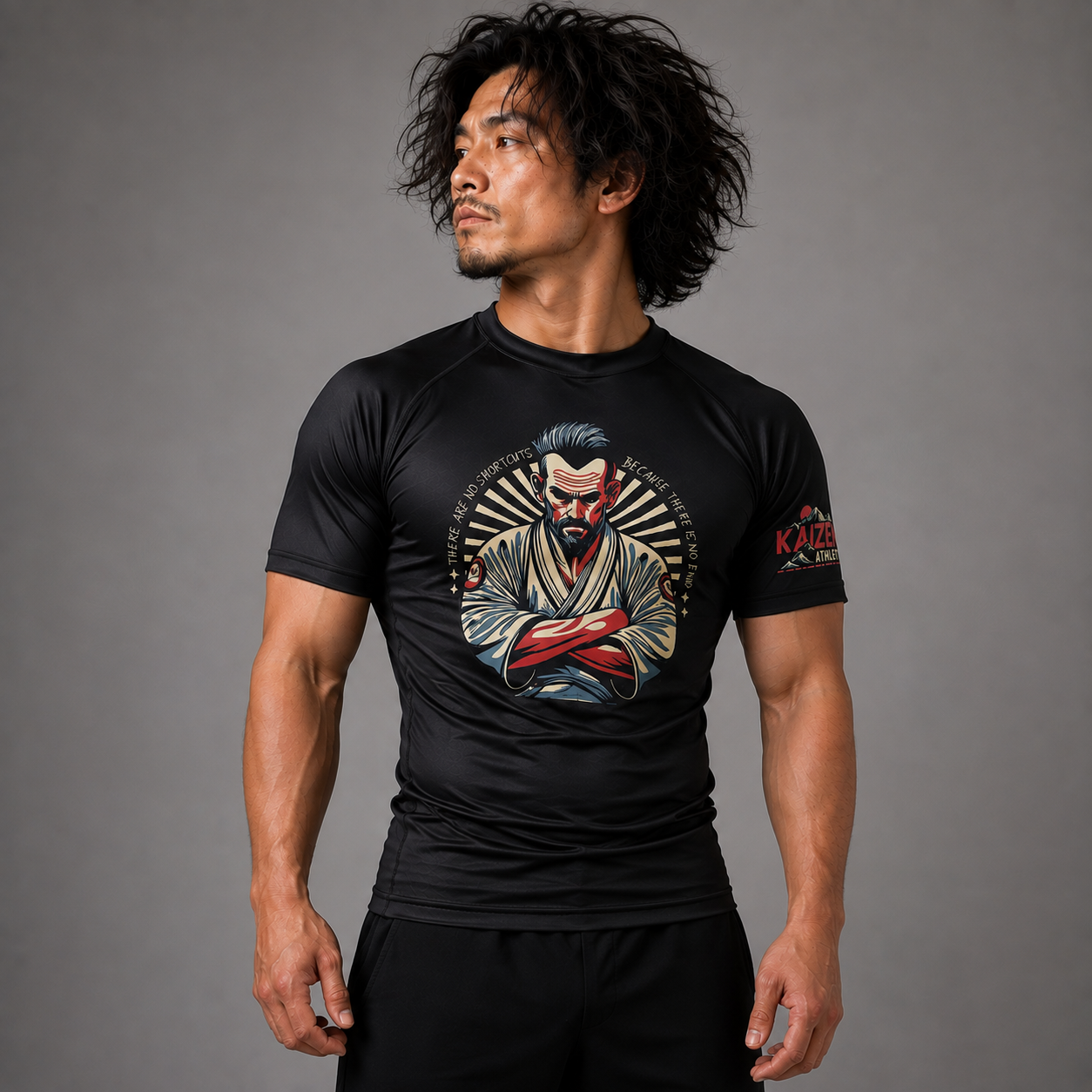No Shortcuts Men's Short Sleeve Rash Guard by Kaizen Athletic