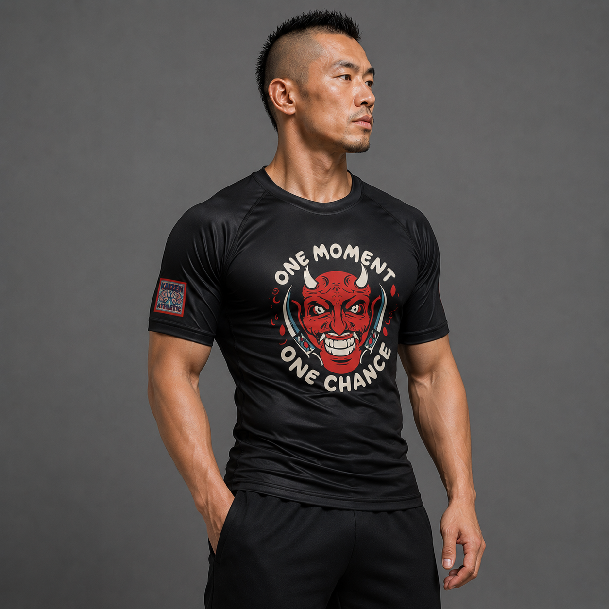 One Moment Men's Short Sleeve Rash Guard by Kaizen Athletic
