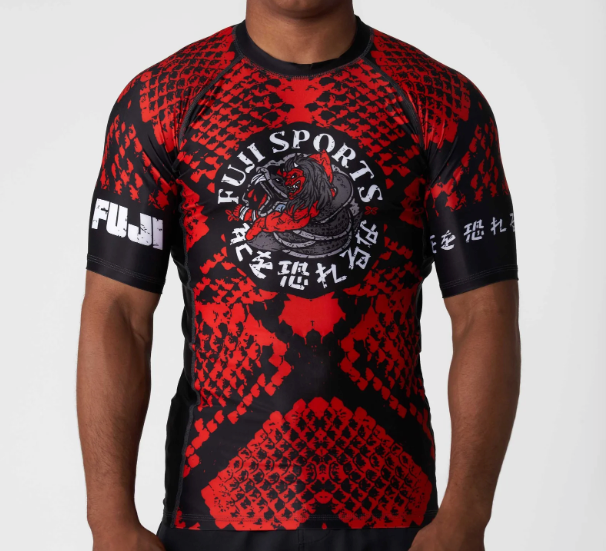 Oni vs. Anaconda Short Sleeve Rashguard Red by Fuji