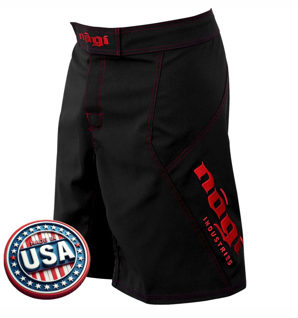 Phantom 3.0 Fight Shorts - Black and Crimson by Nogi Industries - MADE IN USA - Limited Edition