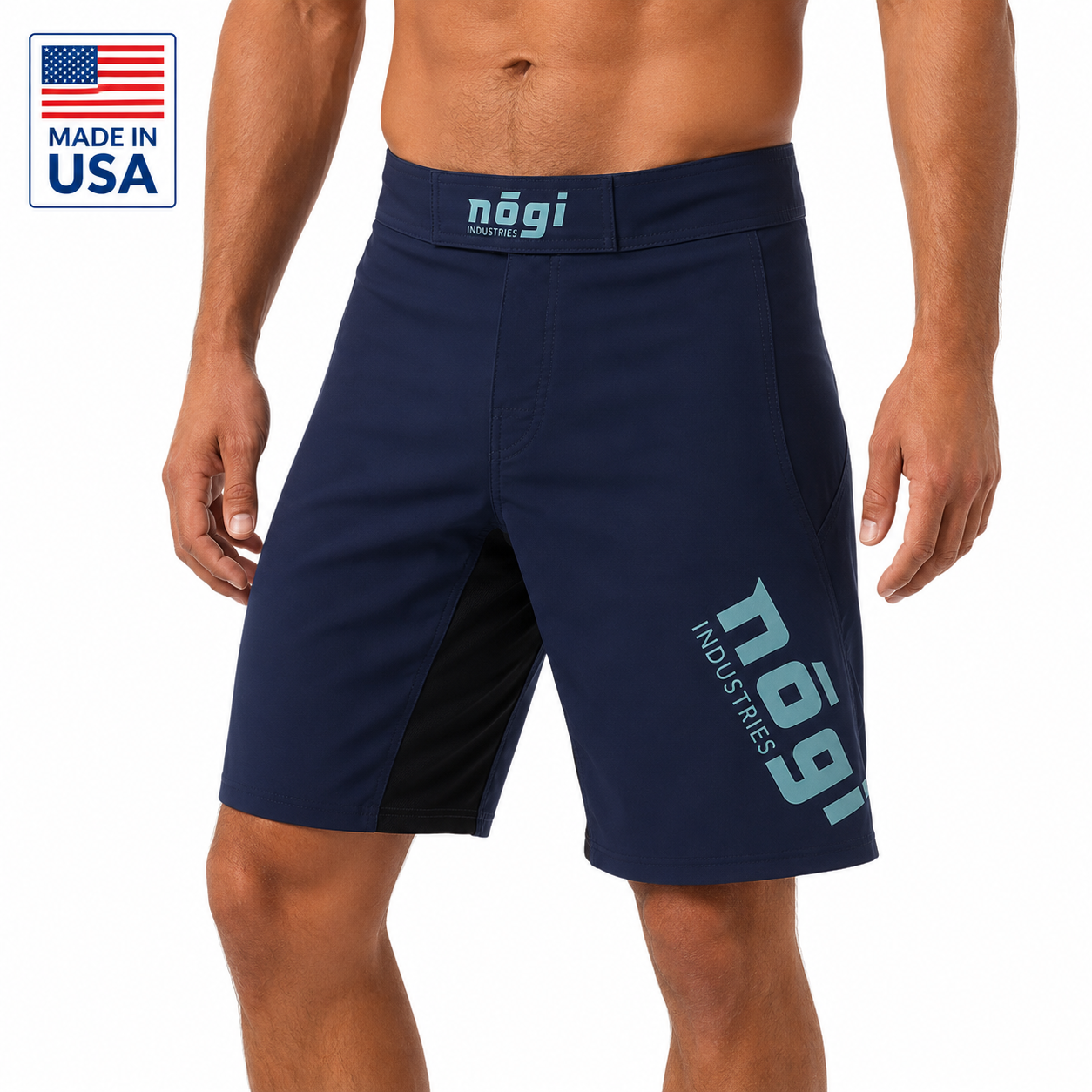 Pantalones cortos de lucha Phantom 4.0 - Azul marino medianoche y verde azulado de Nogi Industries - HECHO EN EE. UU. 