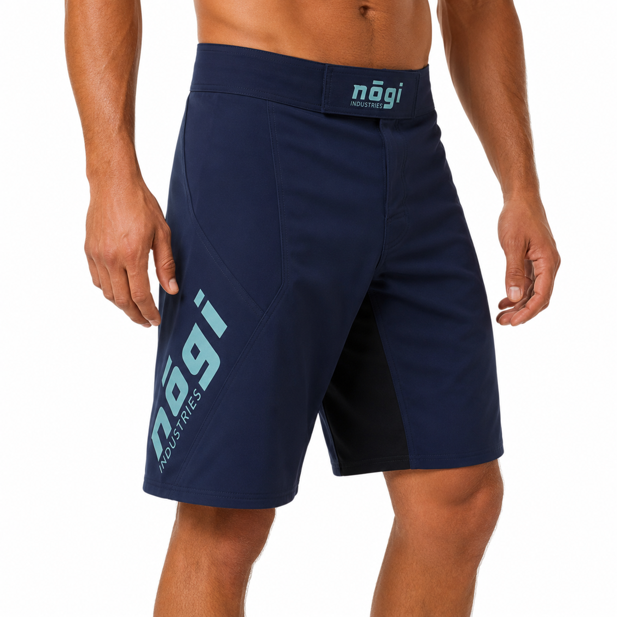 Pantalones cortos de lucha Phantom 4.0 - Azul marino medianoche y verde azulado de Nogi Industries - HECHO EN EE. UU. 