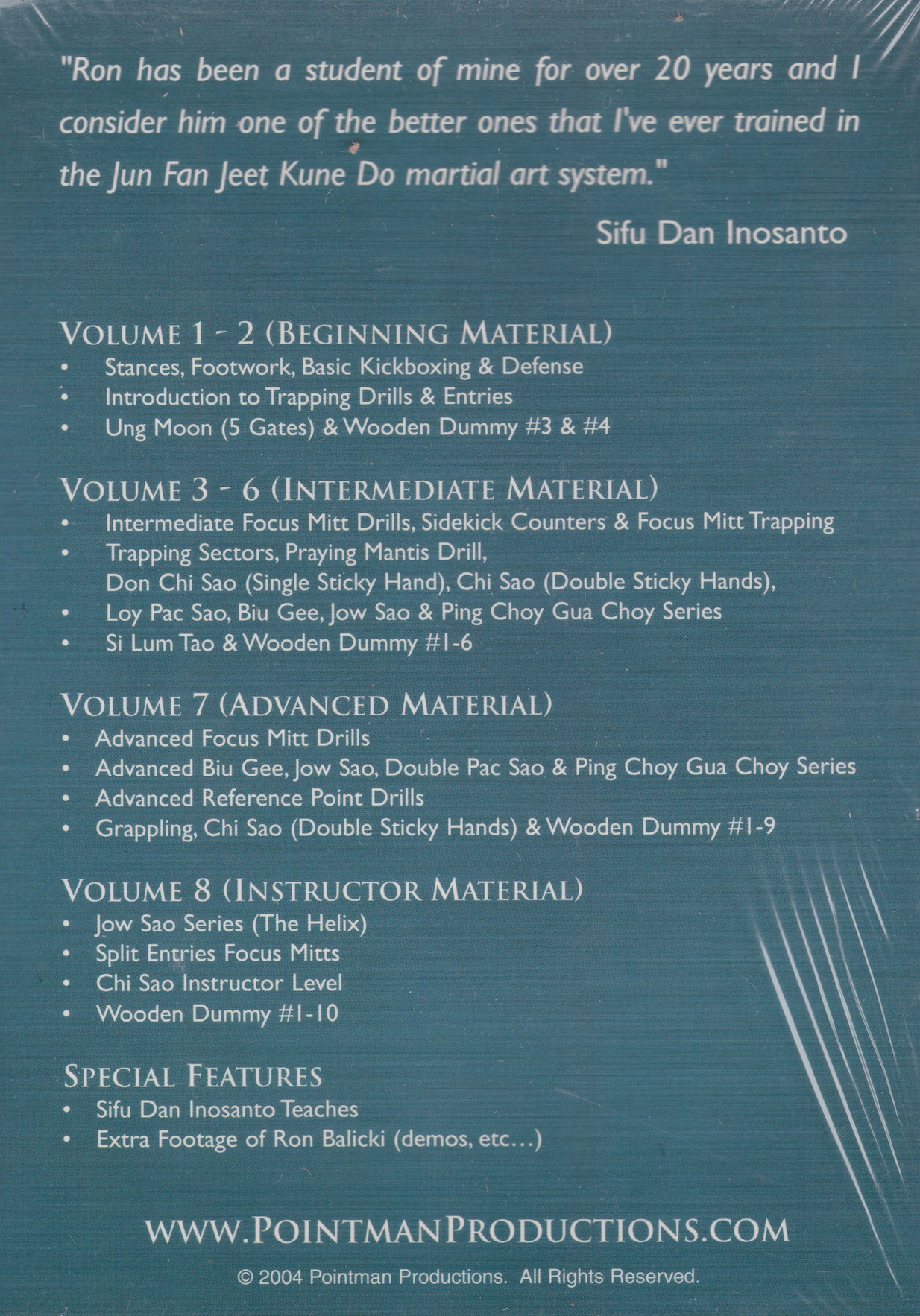 Juego de DVD Jun Fan Jeet Kune Do Instructor Series 8 de Ron Balicki (usado)