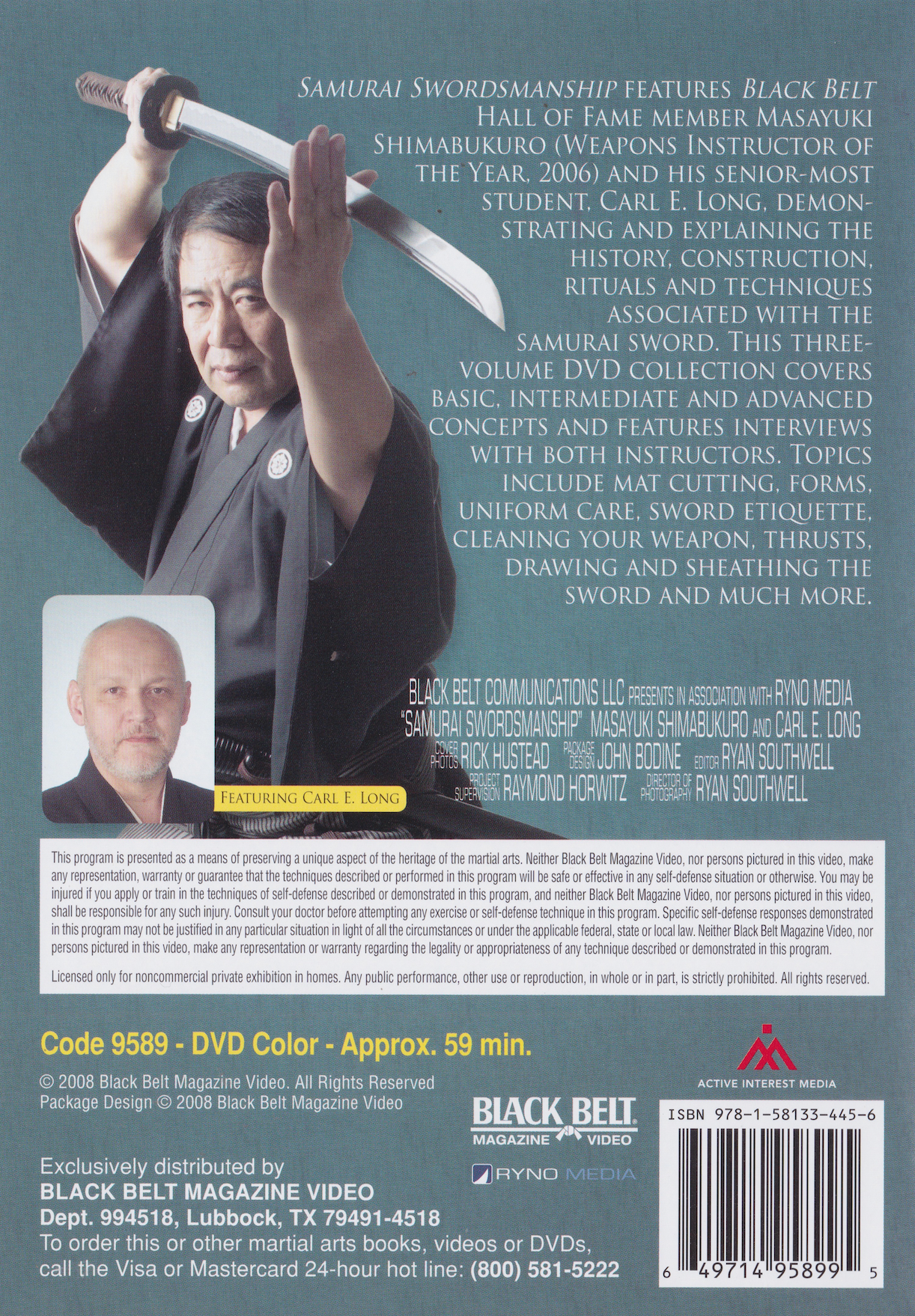 Samurai Swordsmanship DVD 3: Advanced Sword Program by Masayuki Shimabukuro (Preowned)