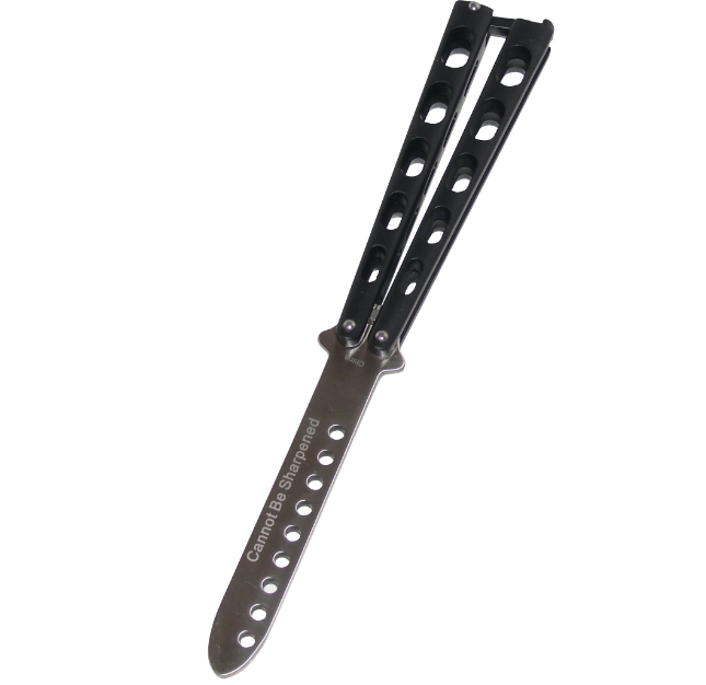 Silver Slotted Butterfly Knife Stainless Steel Blade