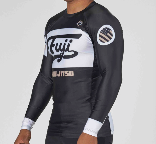 Jiu Jitsu Script Flex Lite Long Sleeve Rashguard Black by Fuji