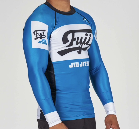 Jiu Jitsu Script Flex Lite Long Sleeve Rashguard Blue by Fuji