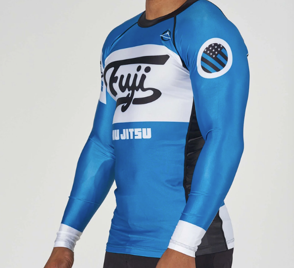 Jiu Jitsu Script Flex Lite Long Sleeve Rashguard Blue by Fuji