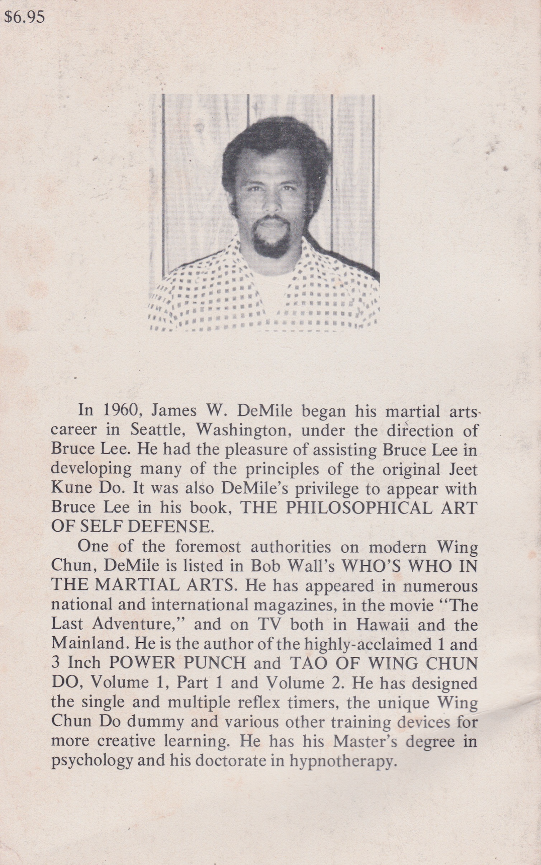 Tao of Wing Chun Do Vol 1, Part 2 Book by James DeMile (1st Edition)(Preowned)