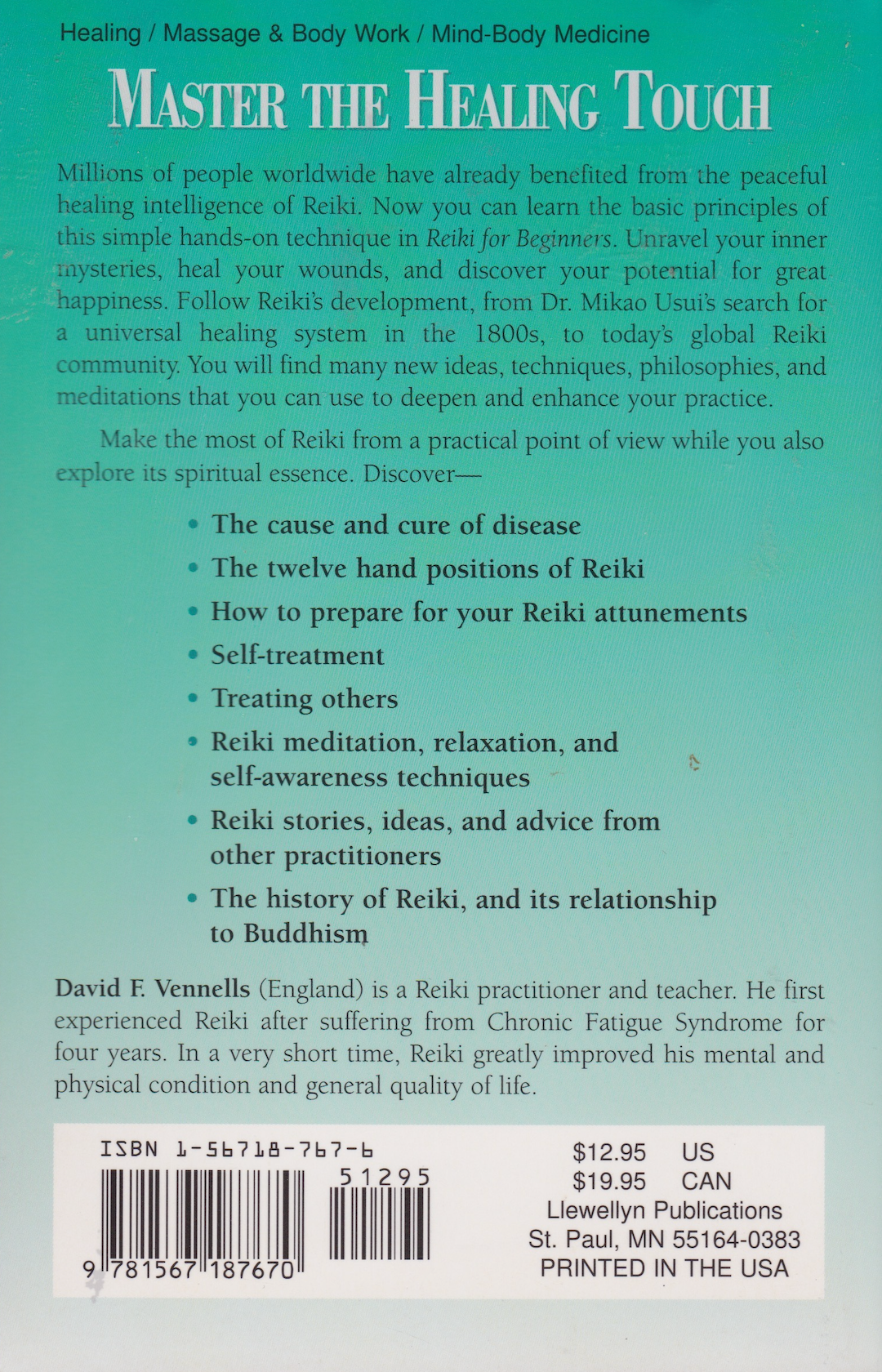 Reiki for Beginners Book by David Vennells (Preowned)