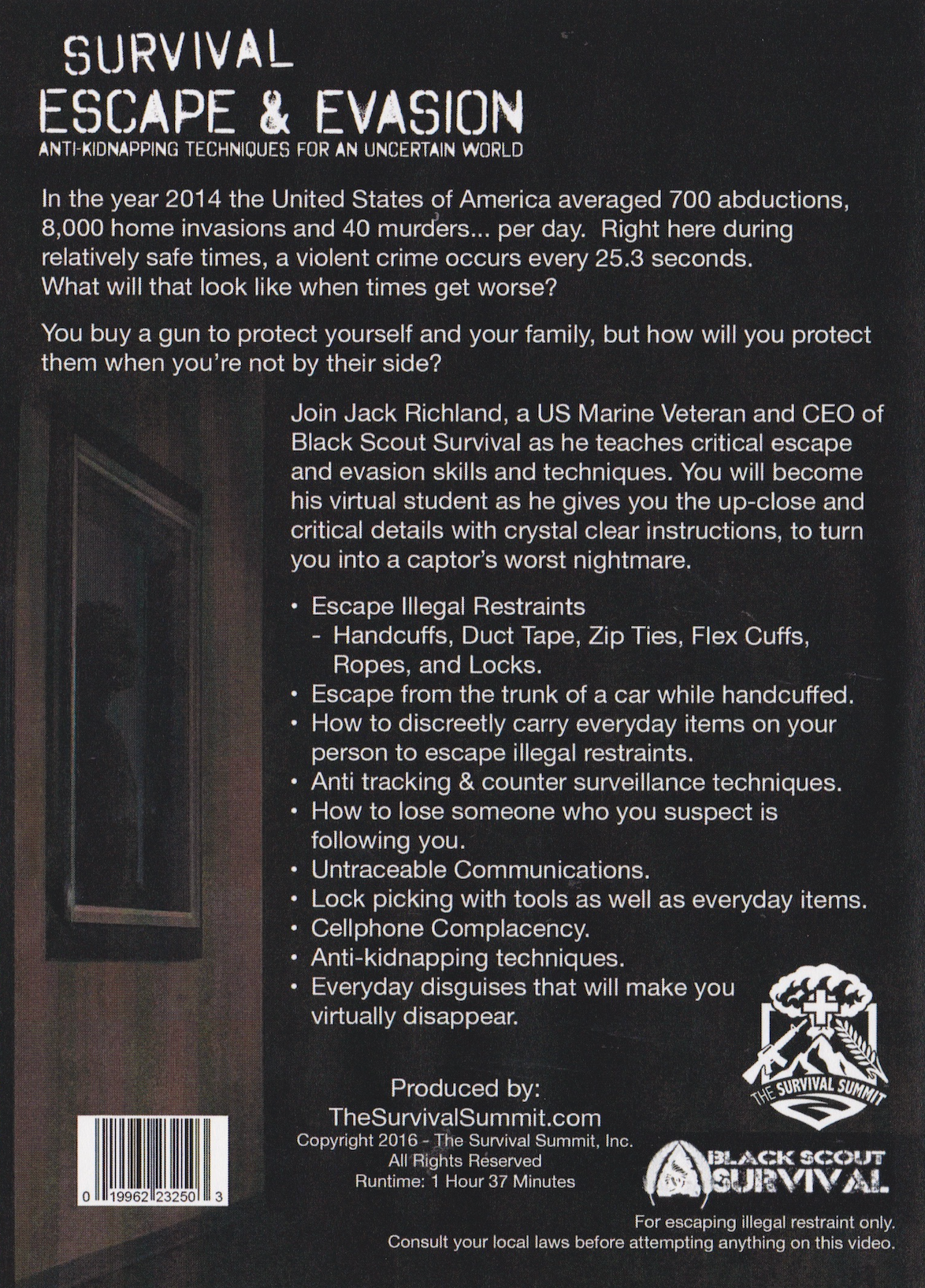 Survival Escape & Evasion: Anti-Kidnapping Techniques for An Uncertain World Featuring Black Scout Survival DVD by Jack Richland (Preowned)