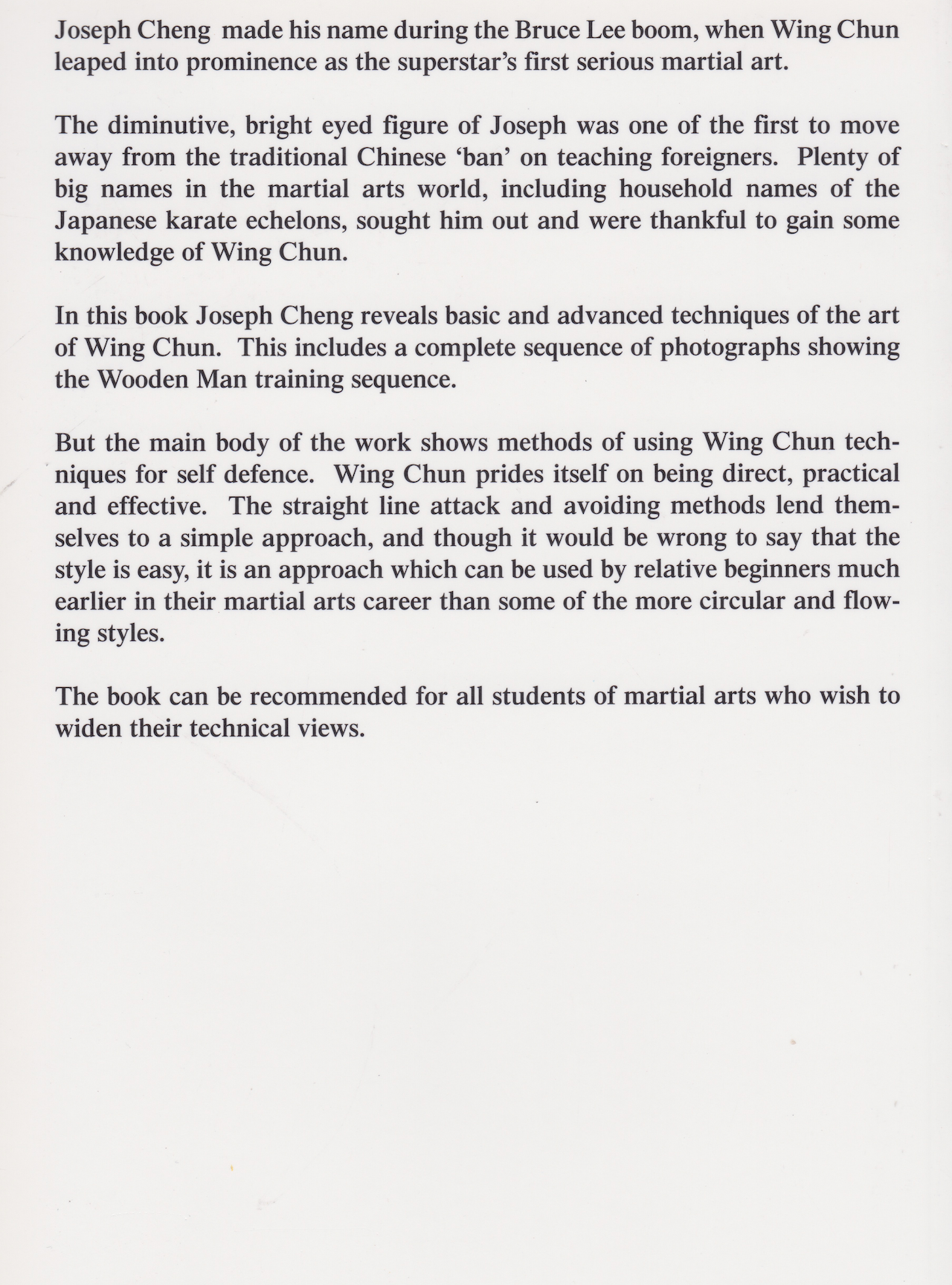 Chong Woo Kwan Wing Chun: The Art of Simultaneous Defense & Attack Book by Joseph Cheng