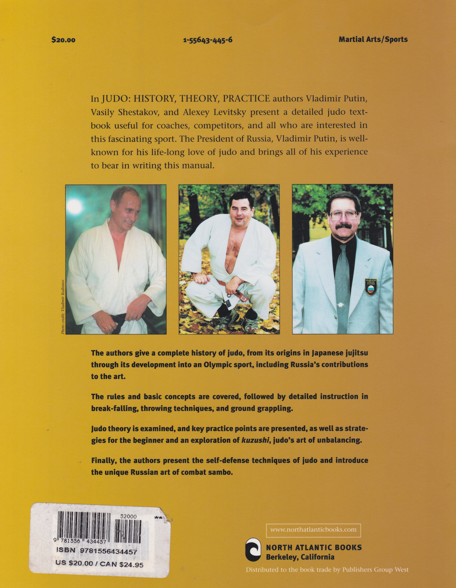 Judo History, Theory, Practice Book by Vladimir Putin (Preowned)