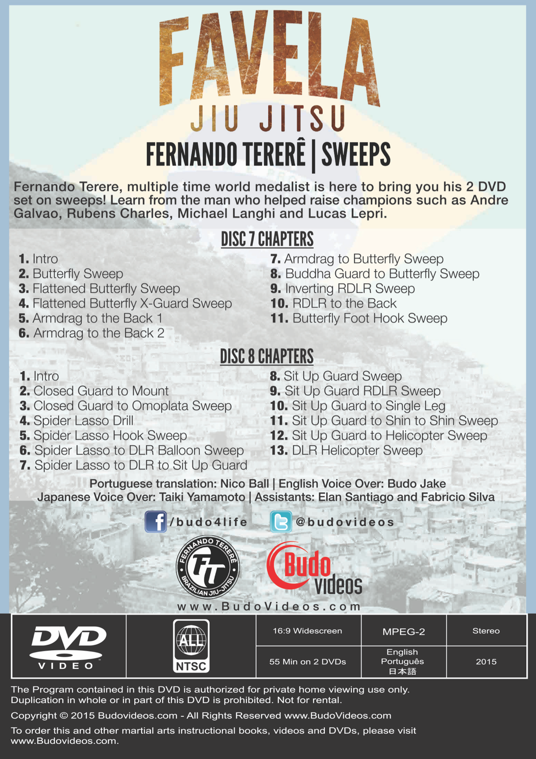 Favela Jiu Jitsu Vol 7 and 8 Sweeps by Fernando Terere 2 DVD Set
