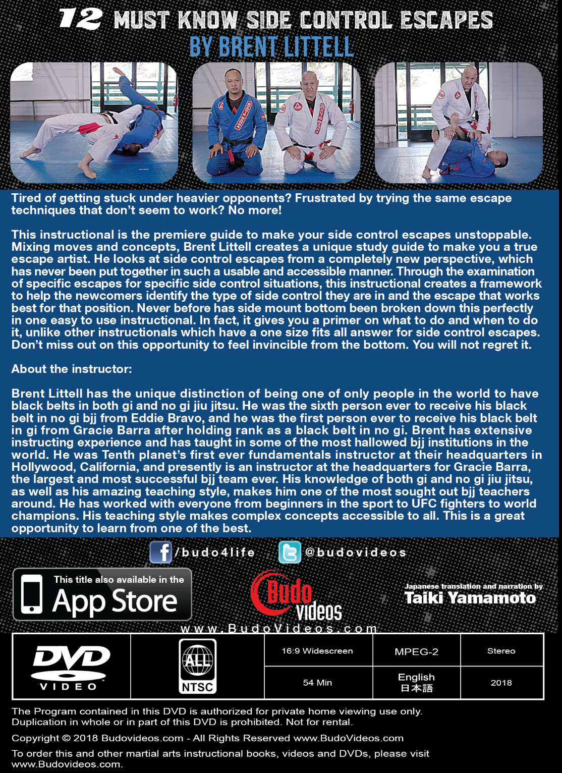 12 Must Know Side Control Escapes DVD by Brent Littell