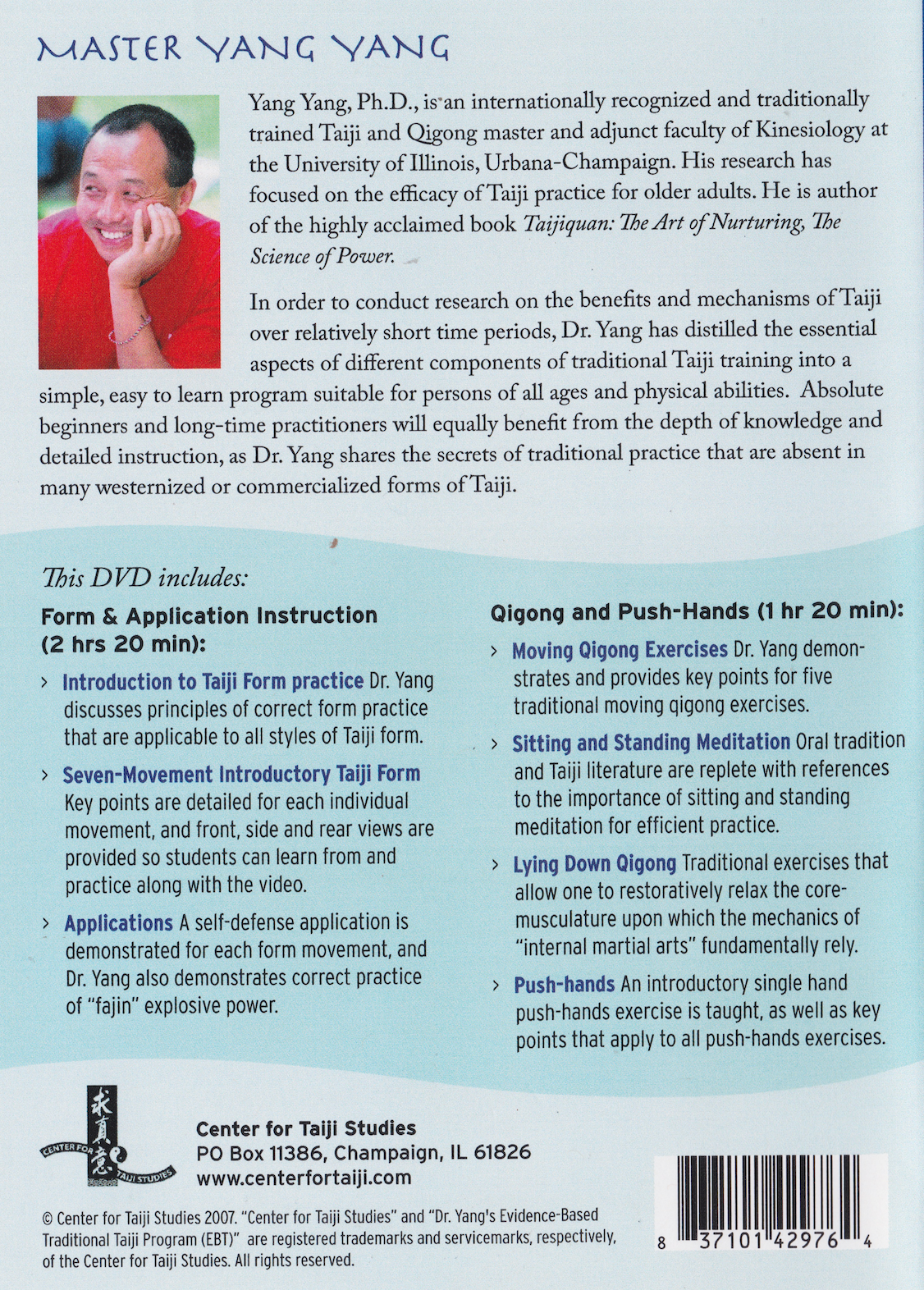 Evidence-Based Taiji and Qigong Program DVD by Yang Yang (Preowned)