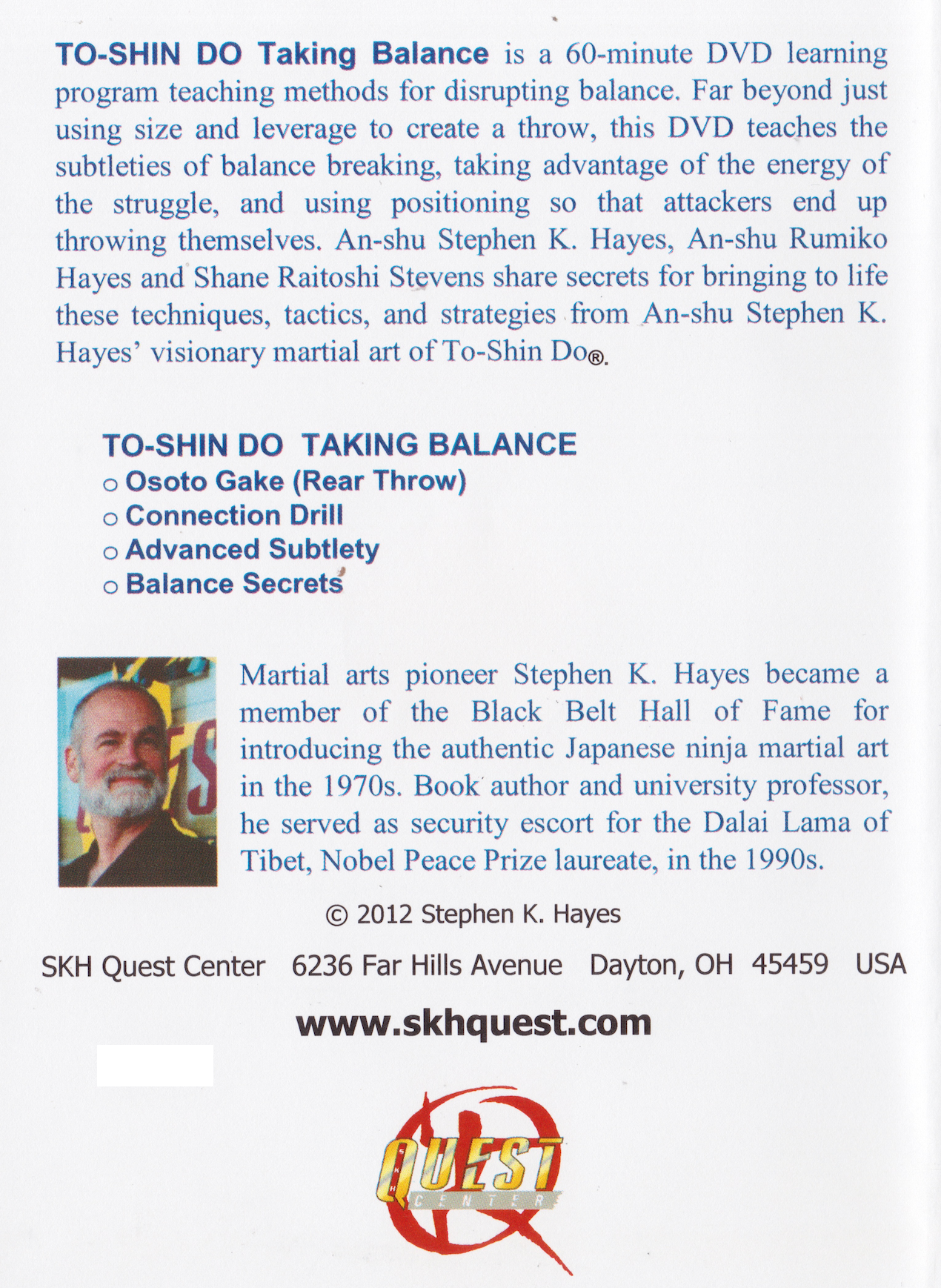 To-Shin Do Taking Balance DVD with Stephen Hayes