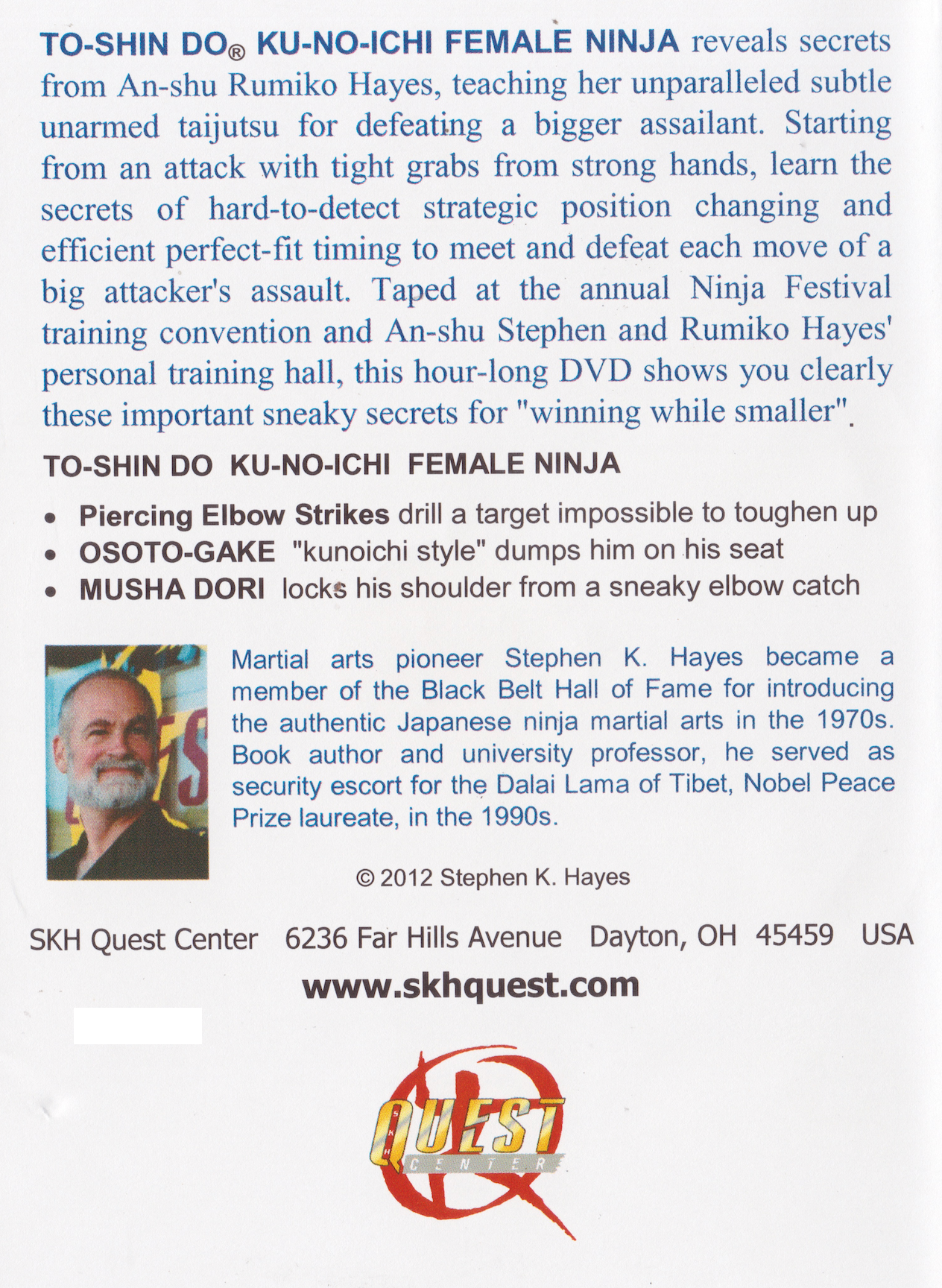 To-Shin Do Kunoichi Female Ninja Survival Fighting DVD with Rumiko Hayes