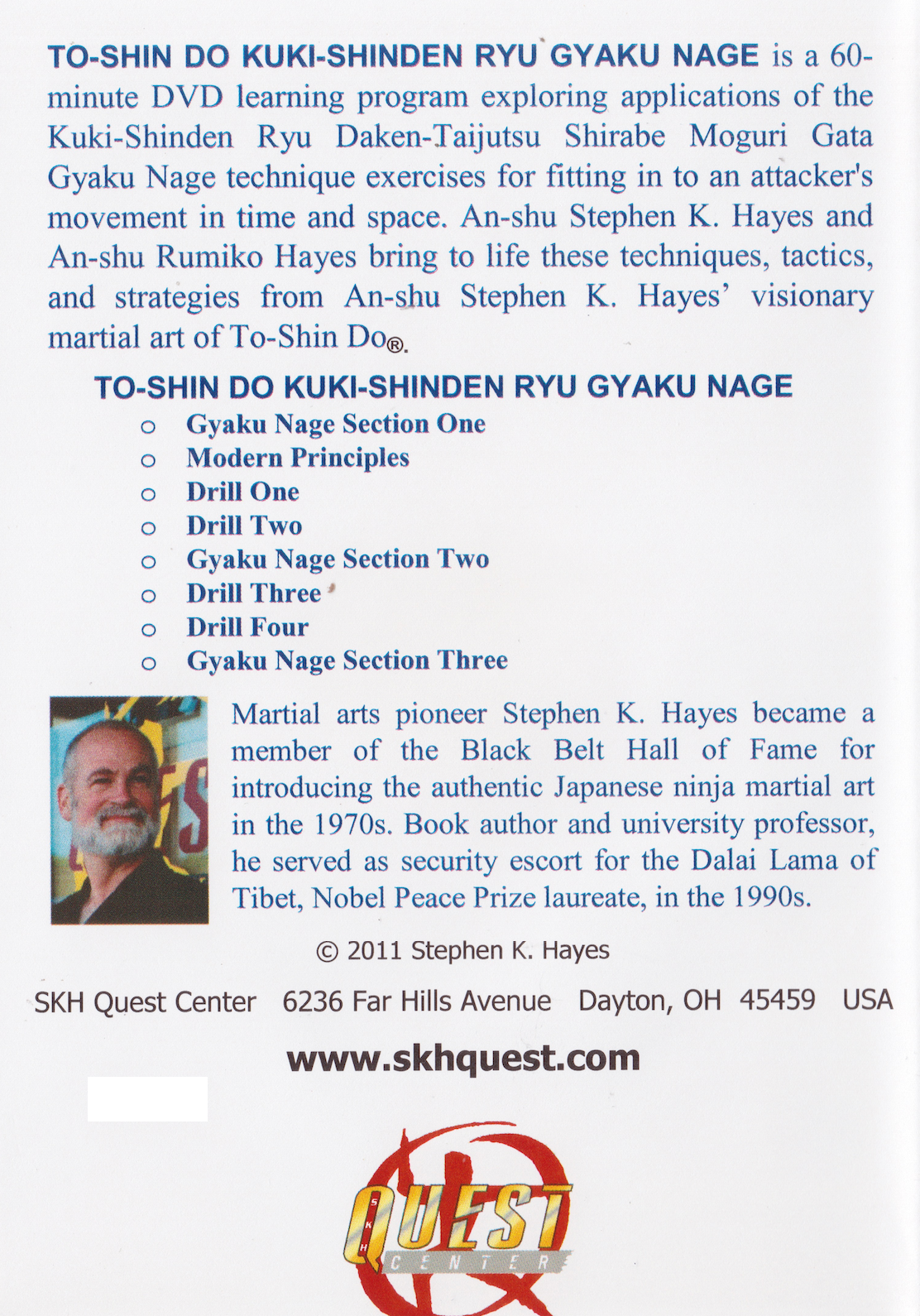 To-Shin Do Kuki Shinden Ryu Gyaku Nage DVD with Stephen Hayes (Preowned)