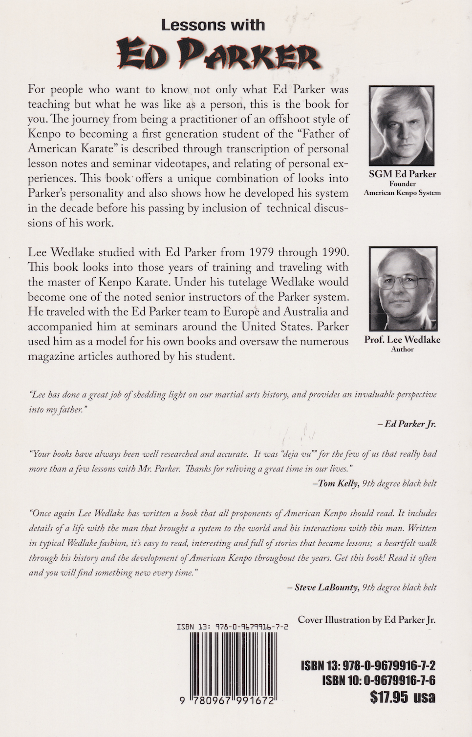 Lessons with Ed Parker Book by Lee Wedlake (1st Edition)(Preowned)