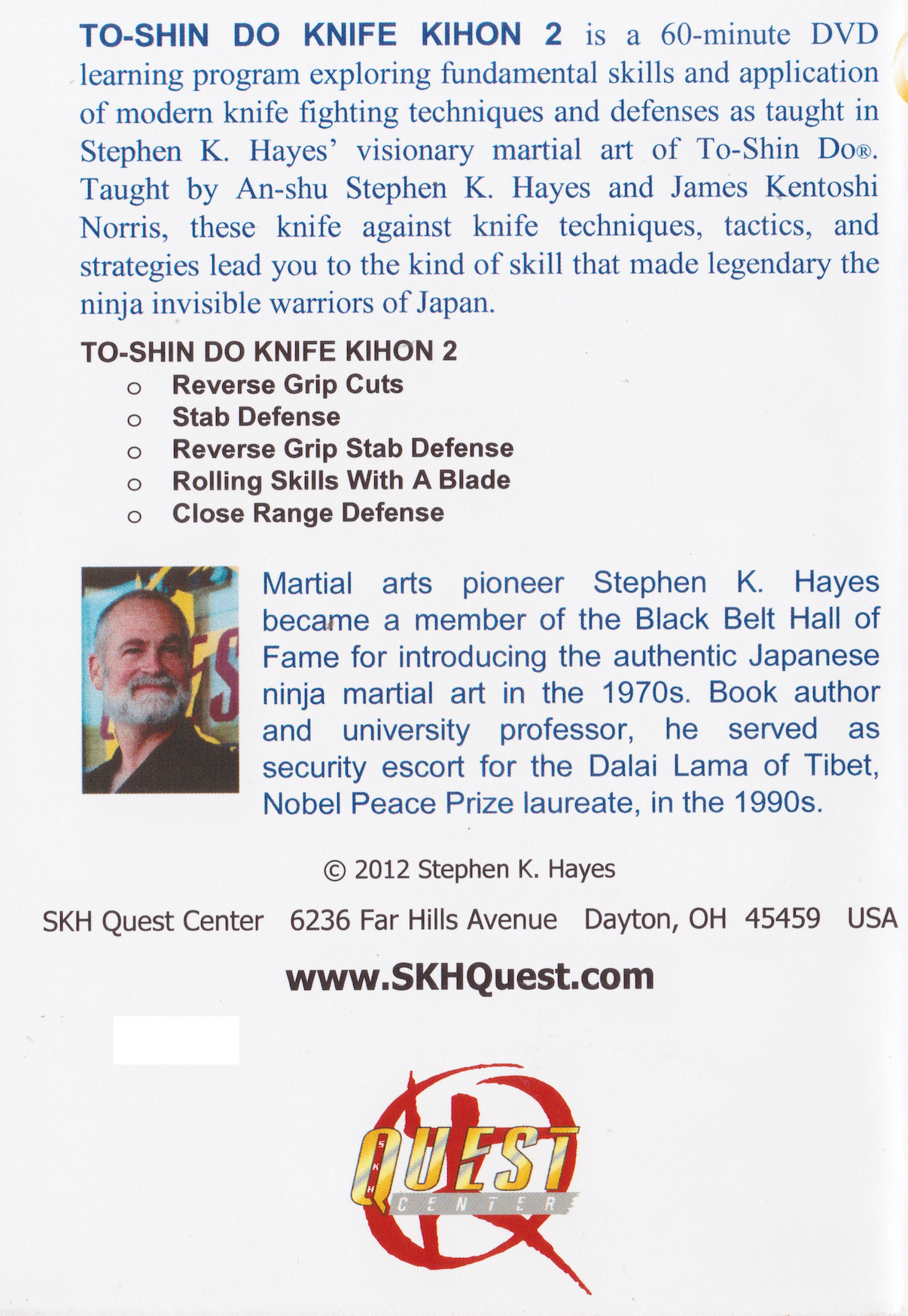 To-Shin Do Knife Kihon Vol 2 DVD with Stephen Hayes