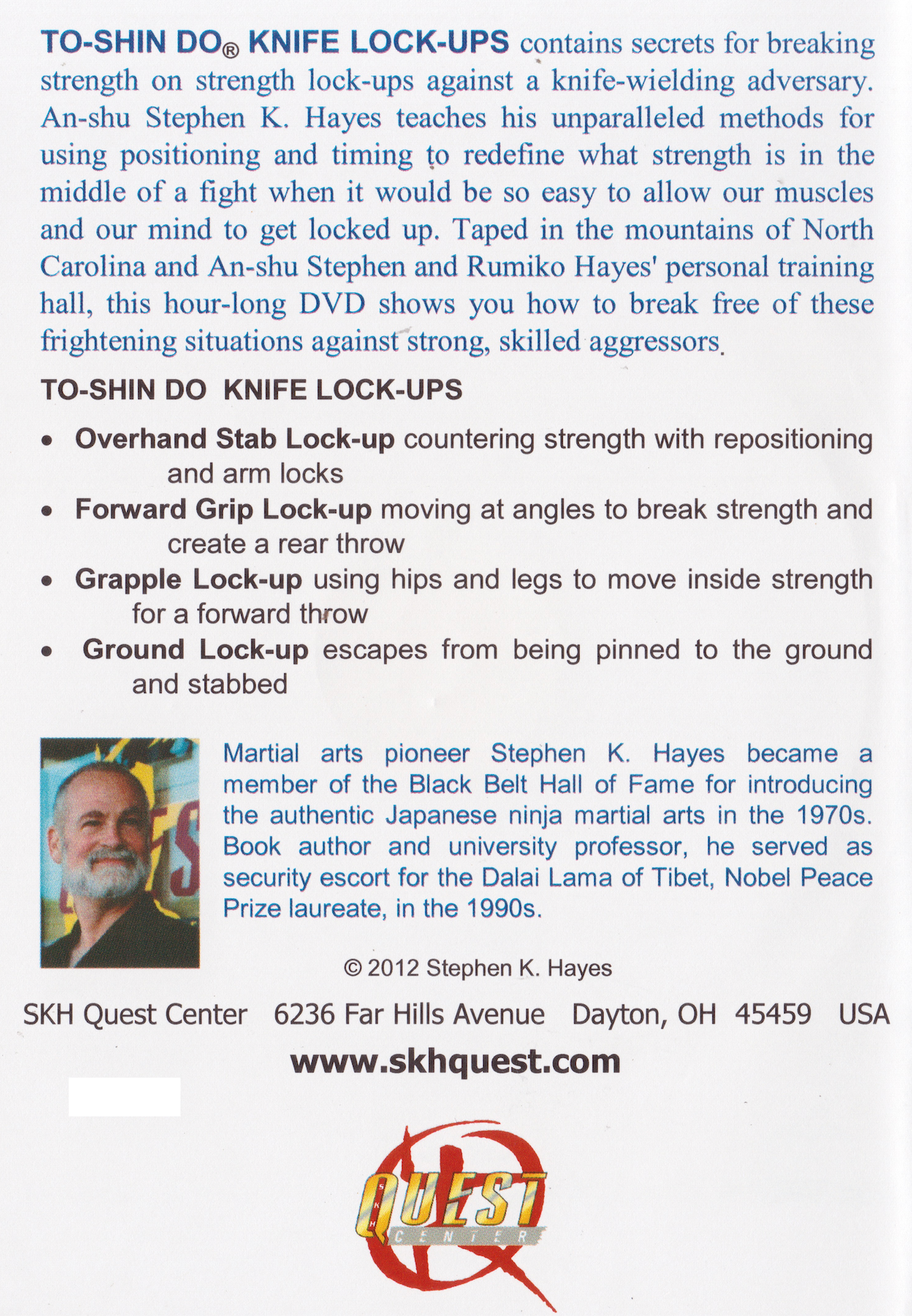 To-Shin Do Knife Lock Ups DVD with Stephen Hayes (Preowned)