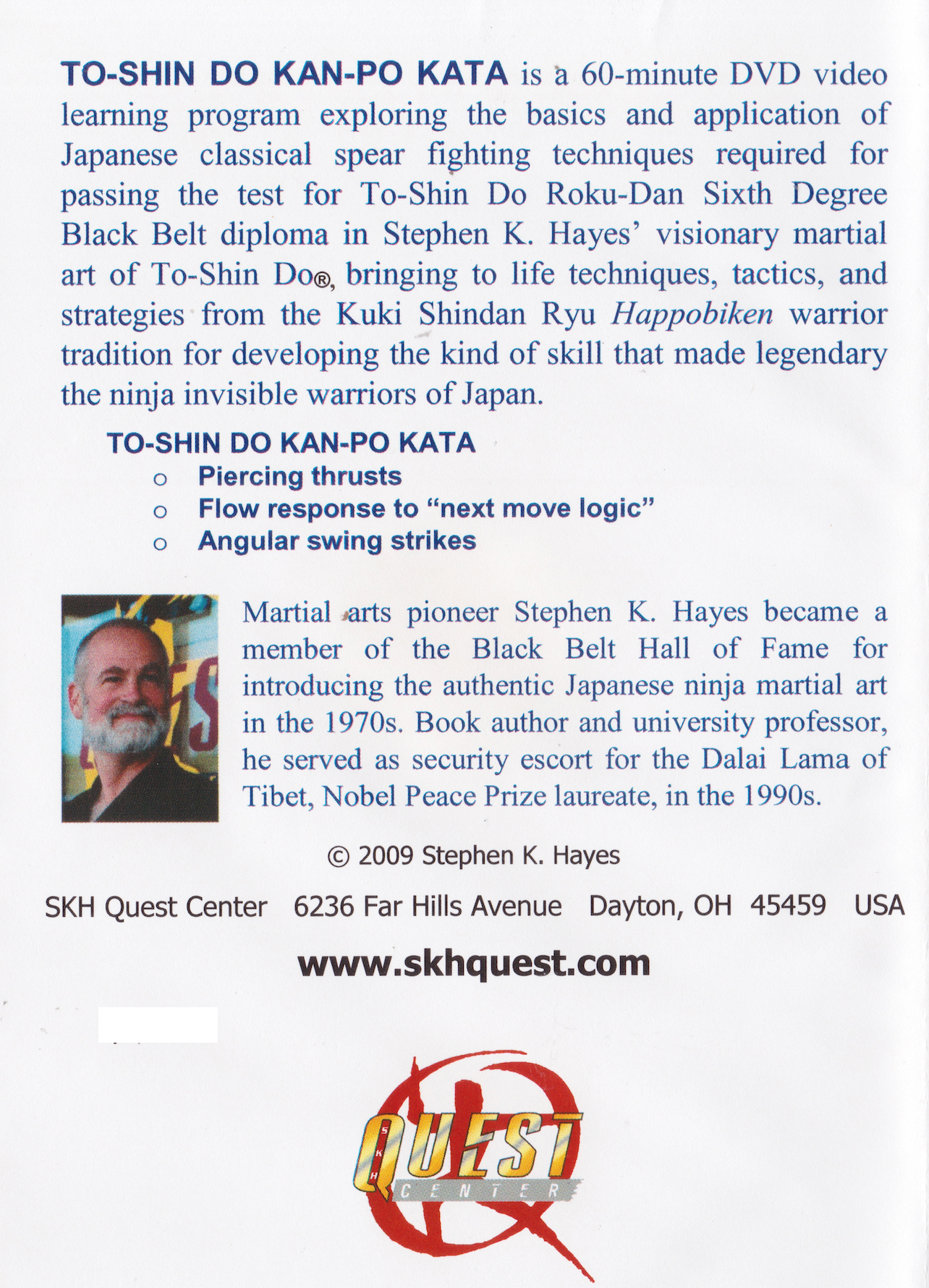 To-Shin Do Kuki Shinden Ryu Sojutsu Kan-Po Spear Kata DVD with Stephen Hayes