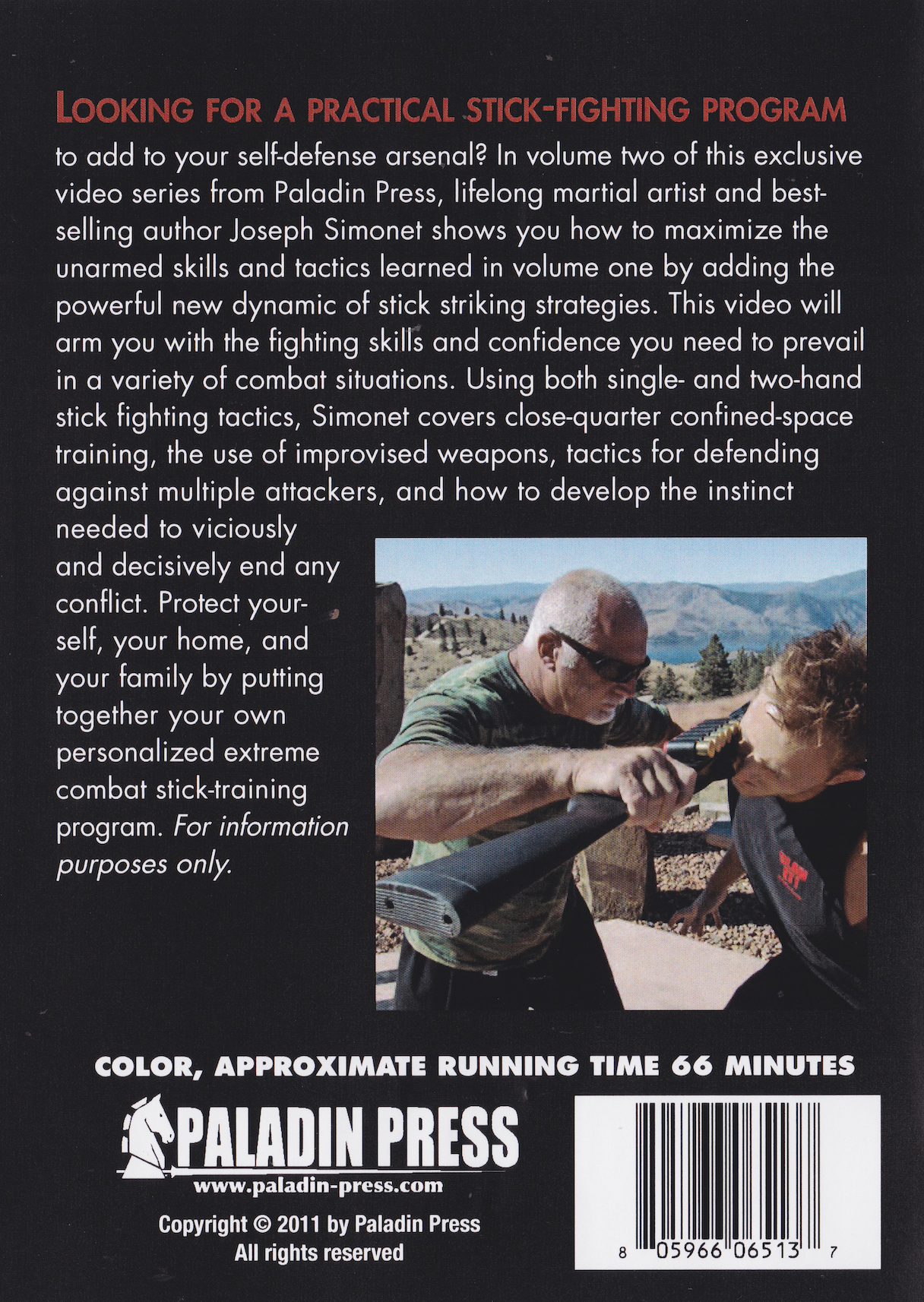 Extreme Combat Training Vol 2 Stick Training for Personal Self-Defense DVD by Joseph Simonet (Preowned)