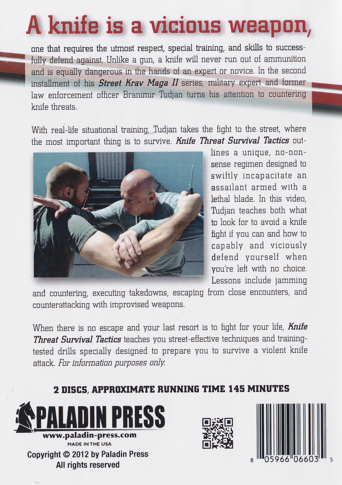 Street Krav Maga II Vol 2: Knife Threat Survival Tactics 2 DVD Set by Branimir Tudjan (Preowned)
