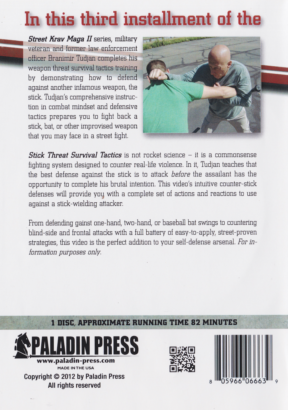Street Krav Maga II Vol 3: Stick Threat Survival Tactics DVD by Branimir Tudjan (Preowned)