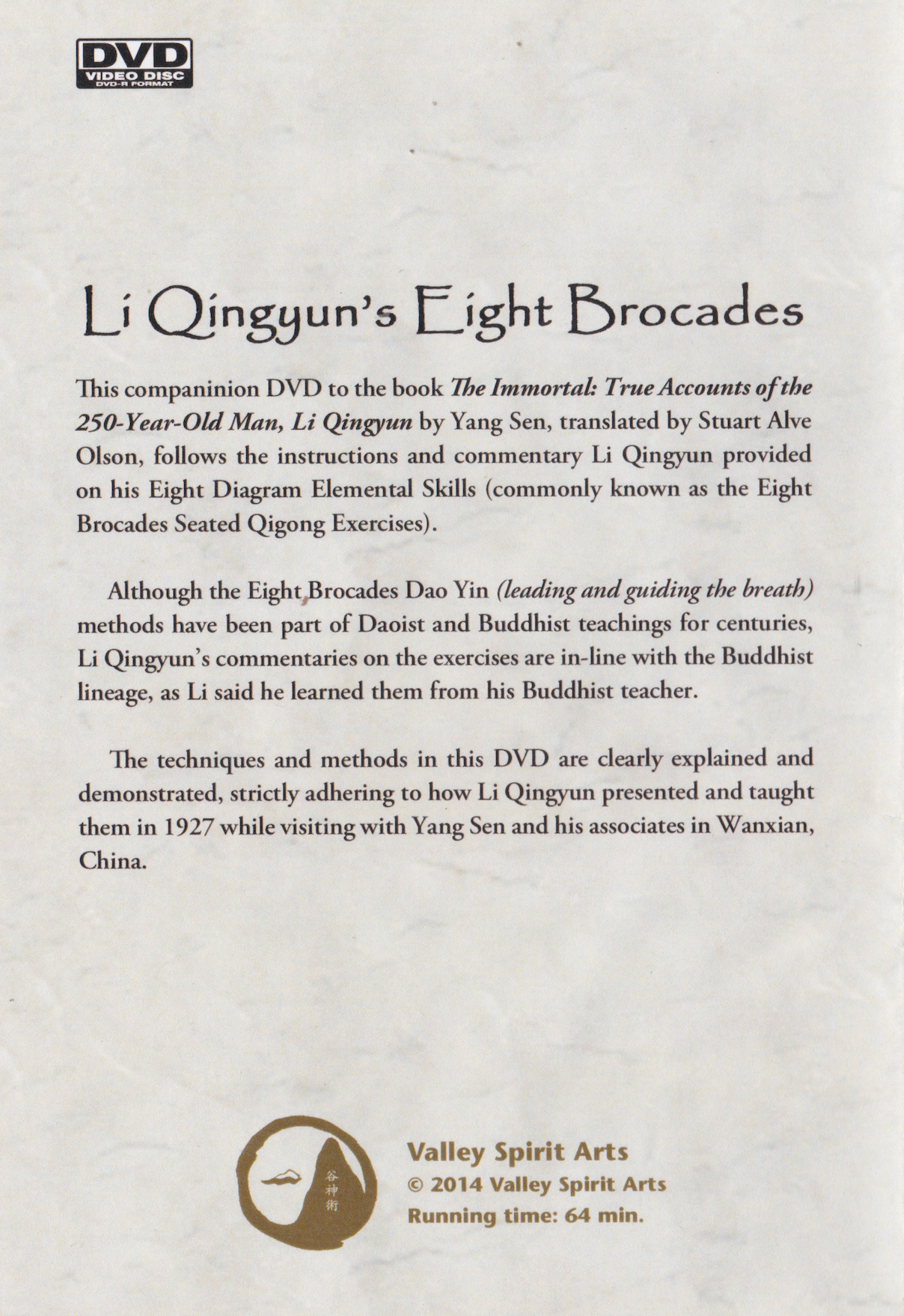 Li Qingyun's Eight Brocades: Methods of the Eight Diagram Elemental Skills DVD by Yang Sen