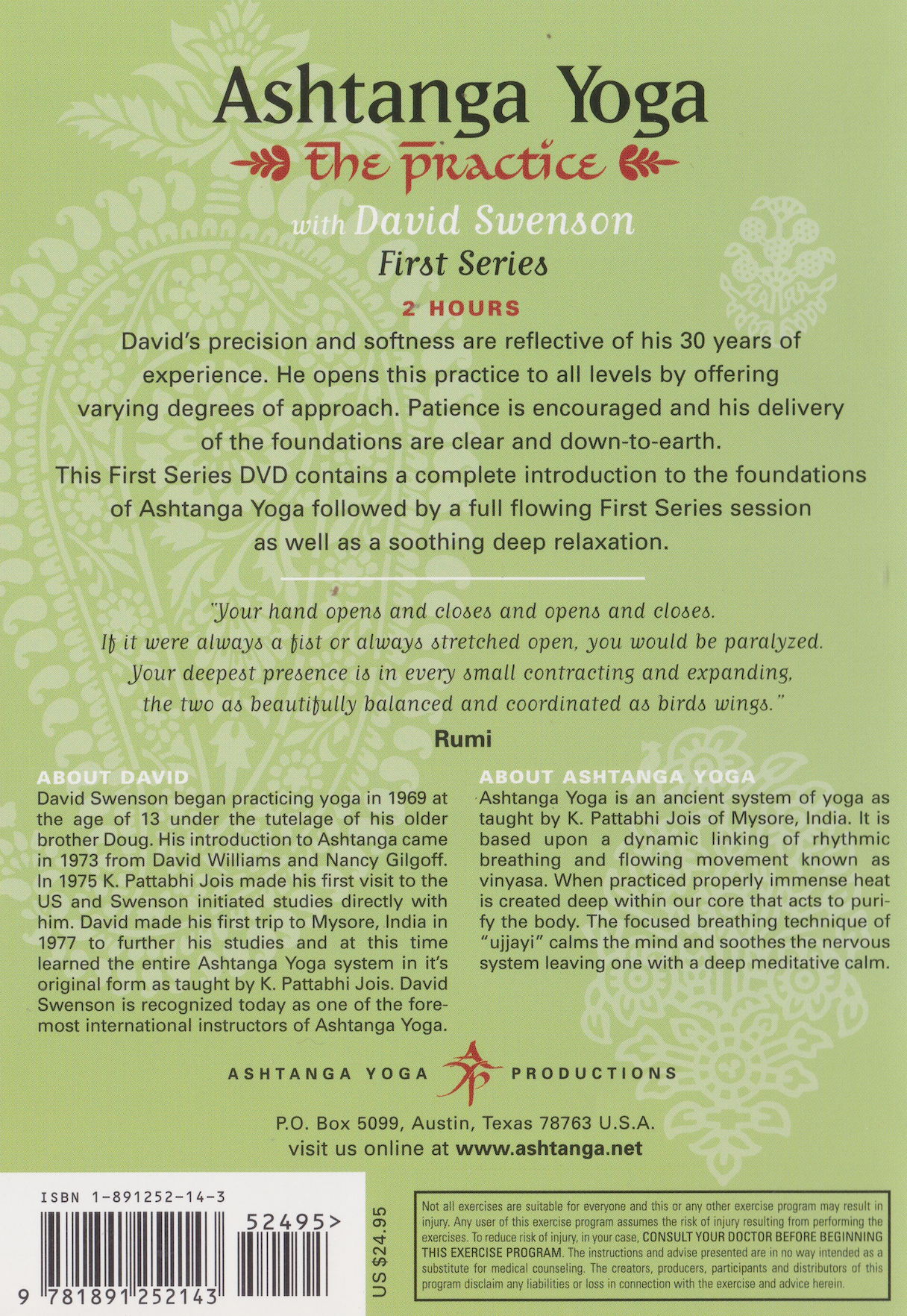 Ashtanga Yoga: The Practice First Series DVD With David Swenson (Preowned)