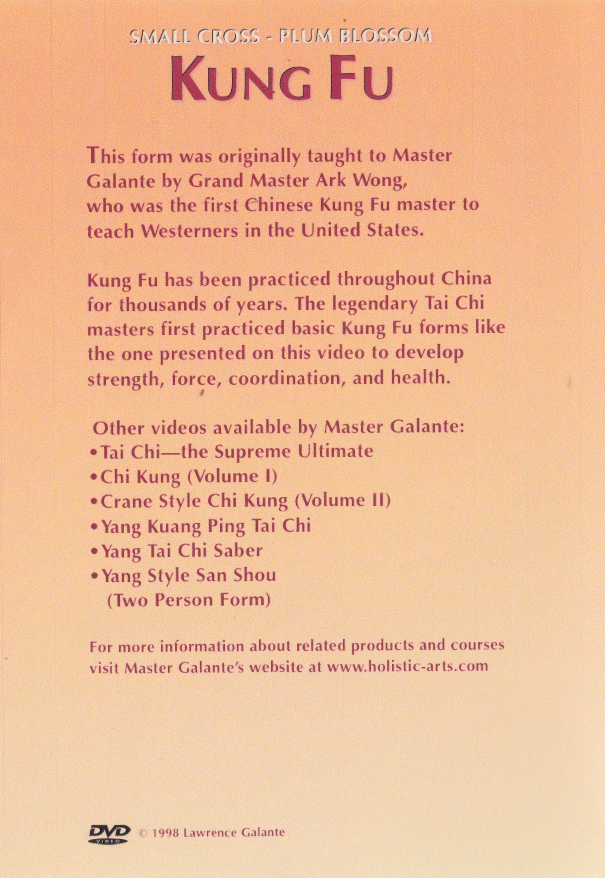 Small Cross Plum Blossom Kung Fu DVD by Lawrence Galante (Preowned)