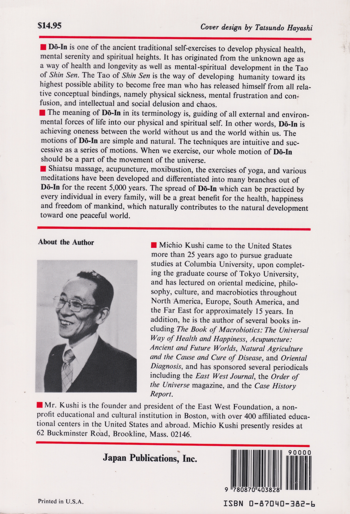 The Book of Do-In Exercise for Physical & Spiritual Development by Michio Kushi (Preowned)