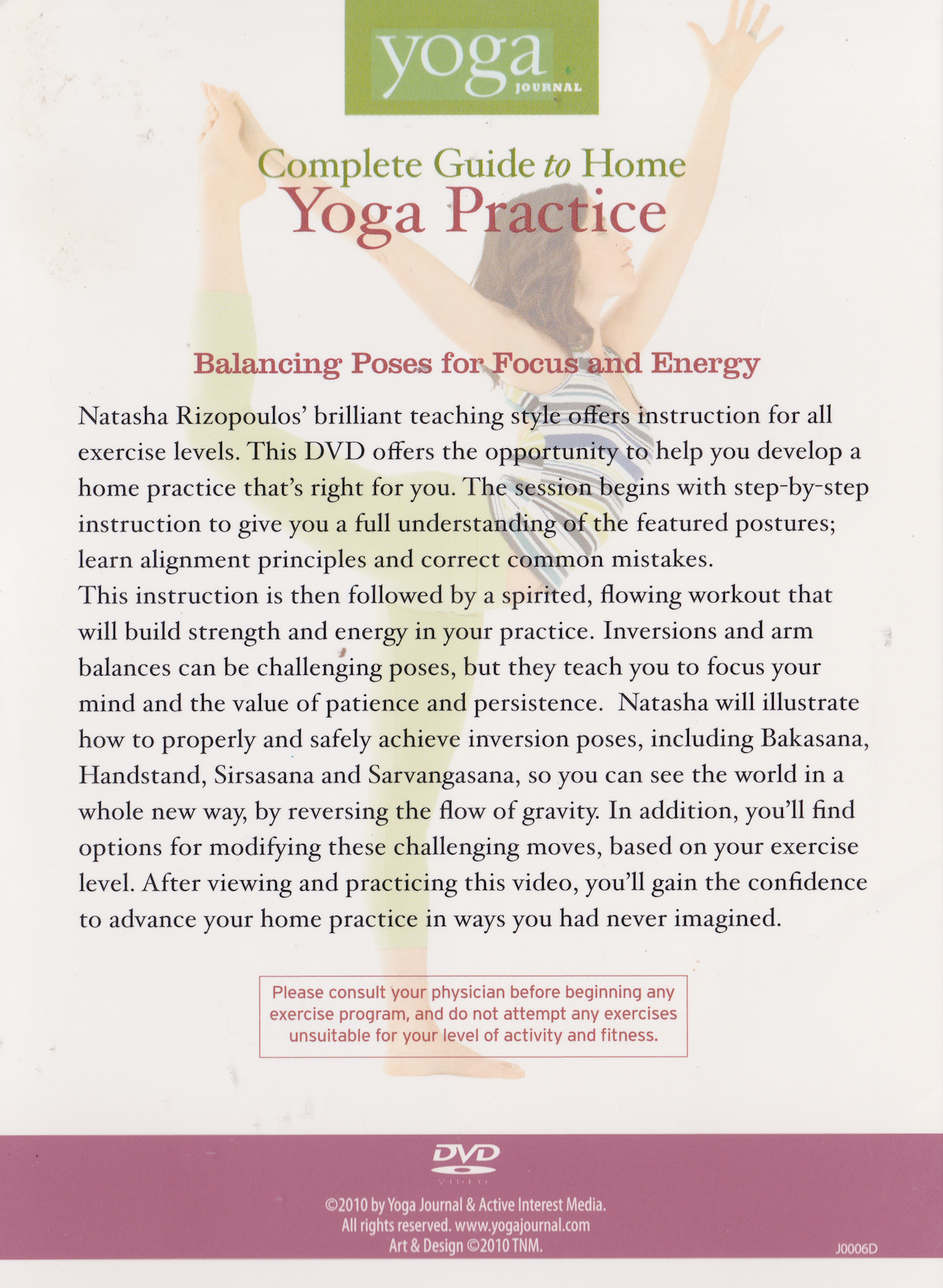 Yoga Balancing Poses for Focus & Energy DVD by Natasha Rizopoulos (Preowned)
